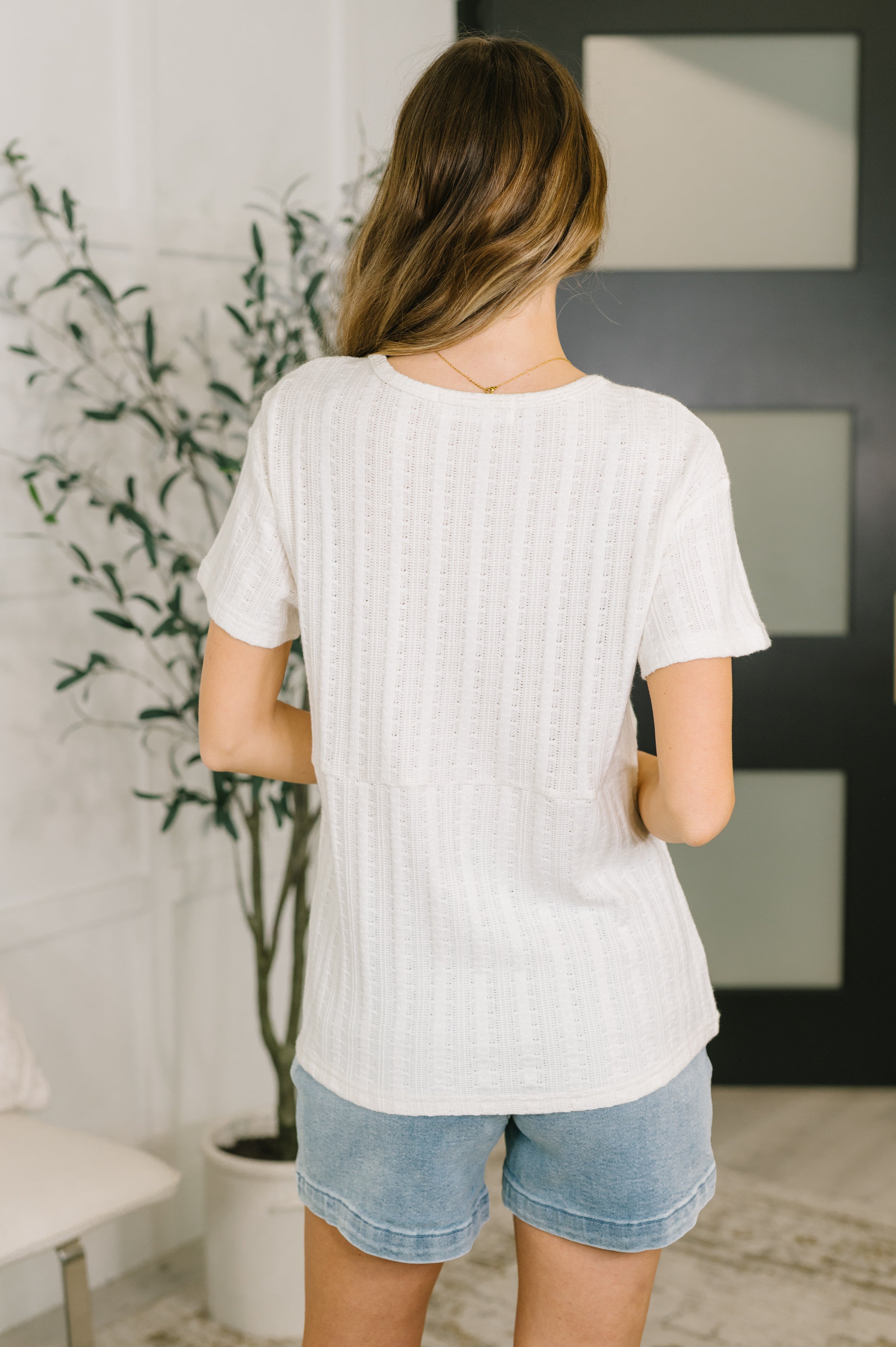 We Should Be Together V-Neck Textured Top T-Shirt Ave Shops- Tilden Co.