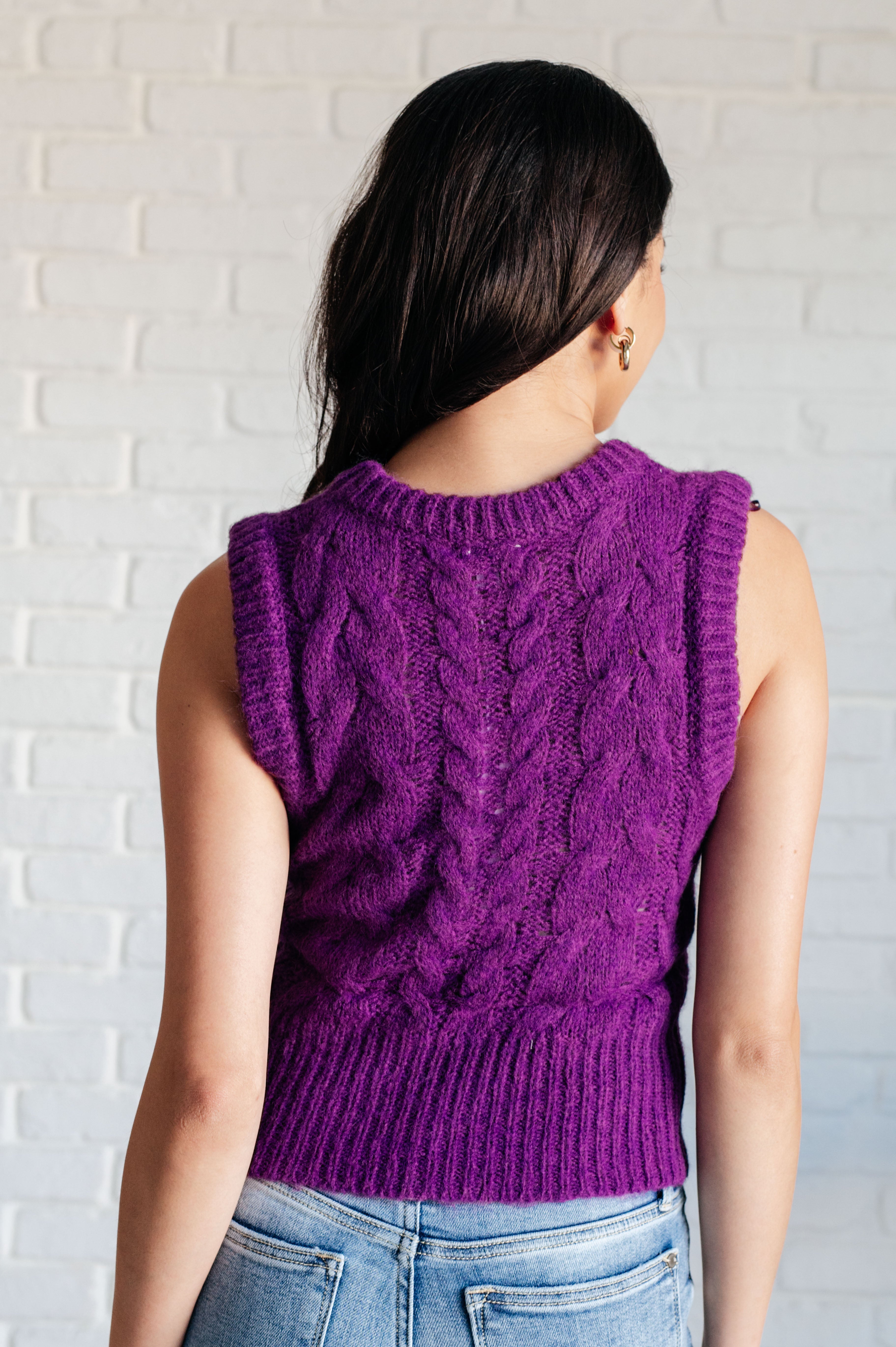 What's On Your Mind Cable Knit Vest Tops Ave Shops- Tilden Co.