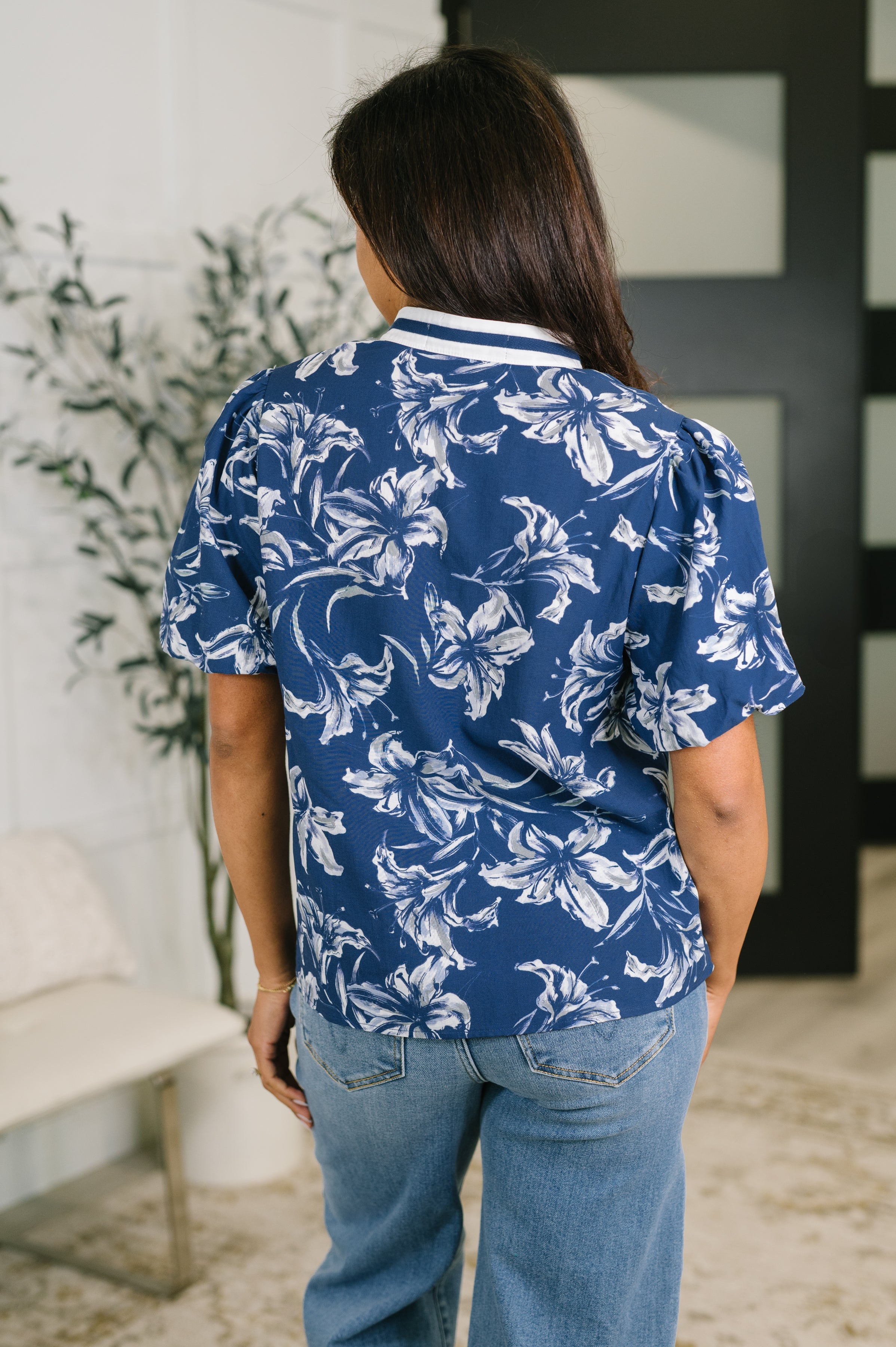 Wheels Are in Motion Puff Sleeve Floral Blouse Womens Ave Shops- Tilden Co.