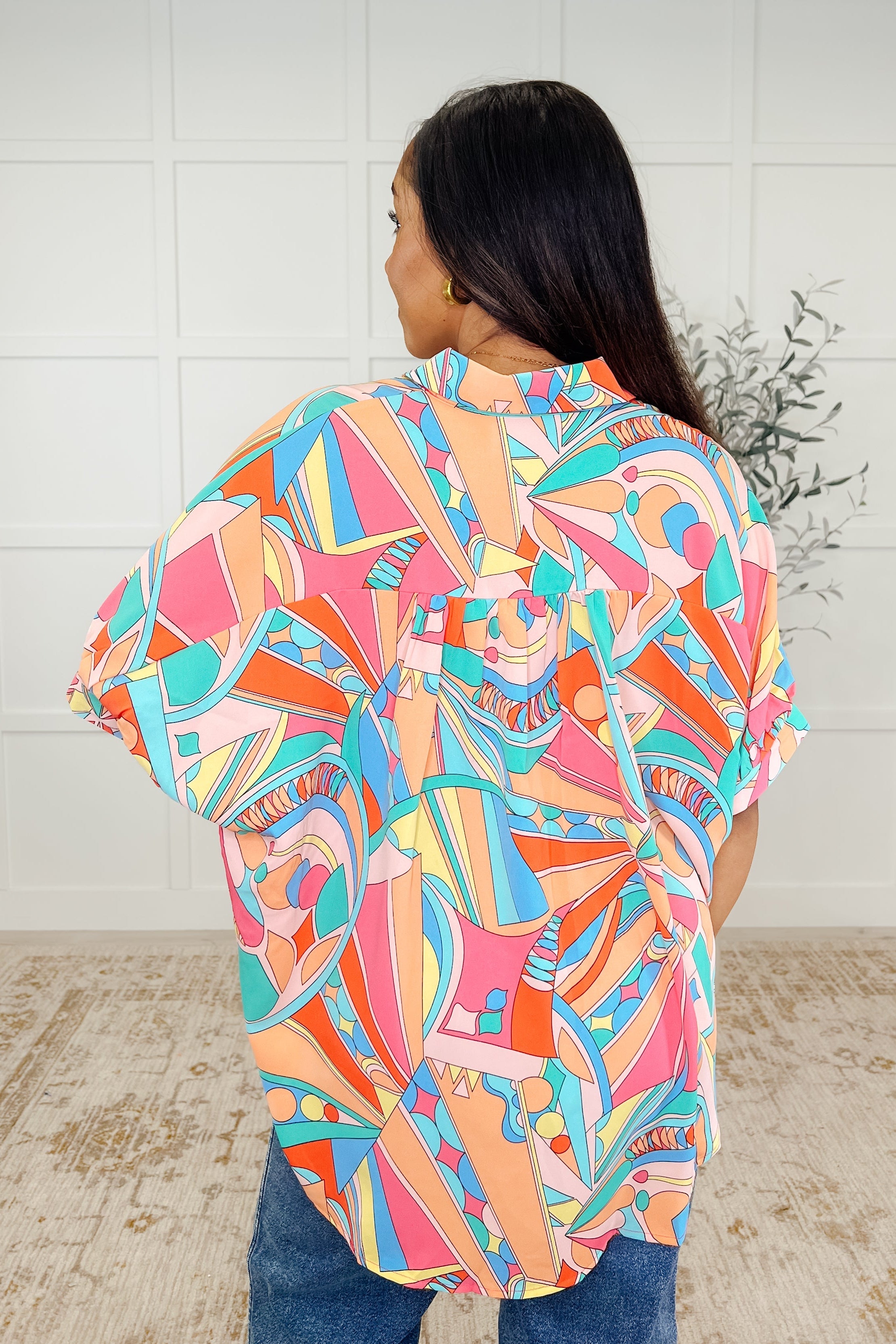 Wide Eyed Abstract Print Batwing Blouse Womens Ave Shops- Tilden Co.