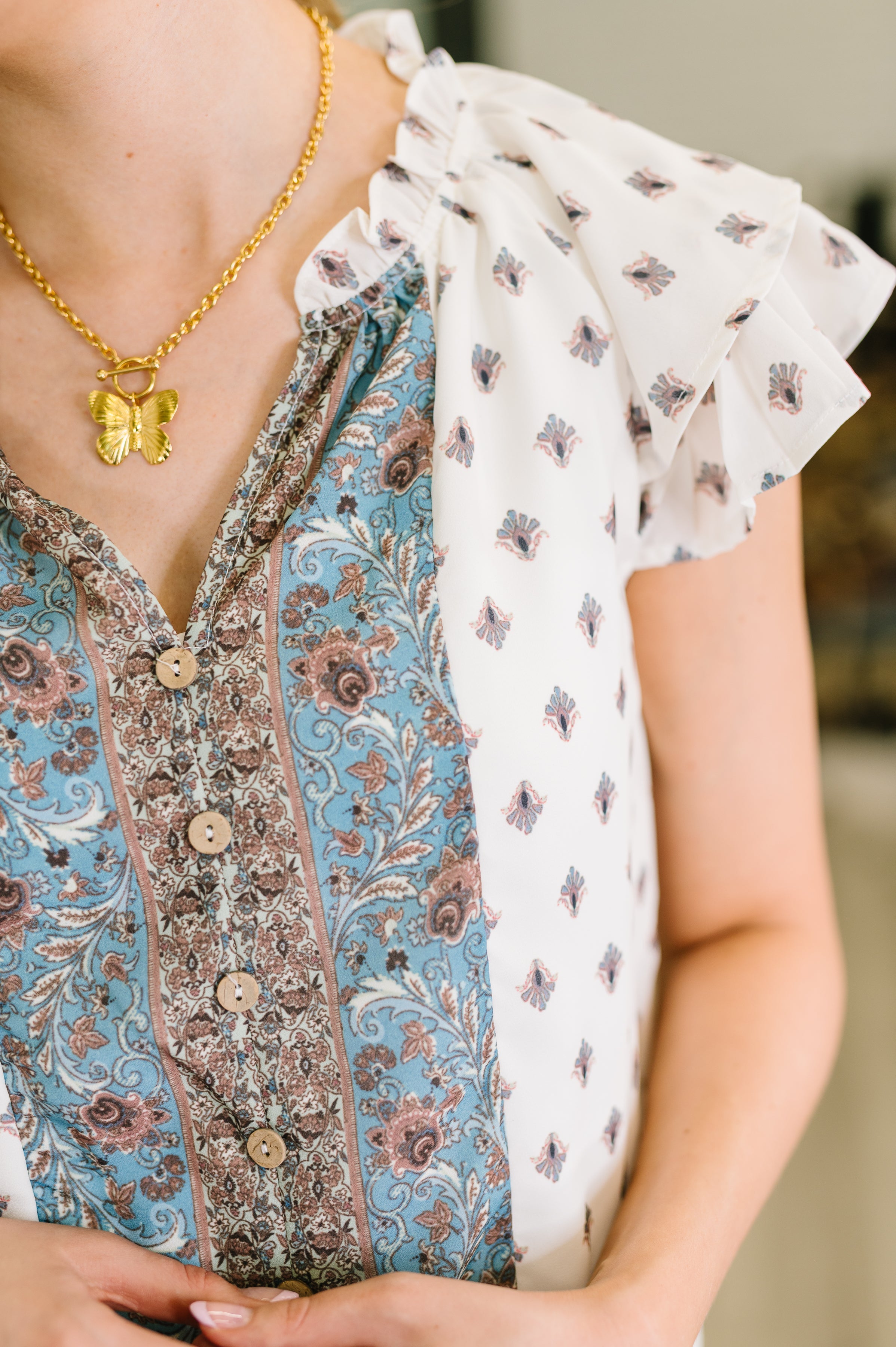 Willow Breeze Short Sleeve Blouse Womens Ave Shops- Tilden Co.