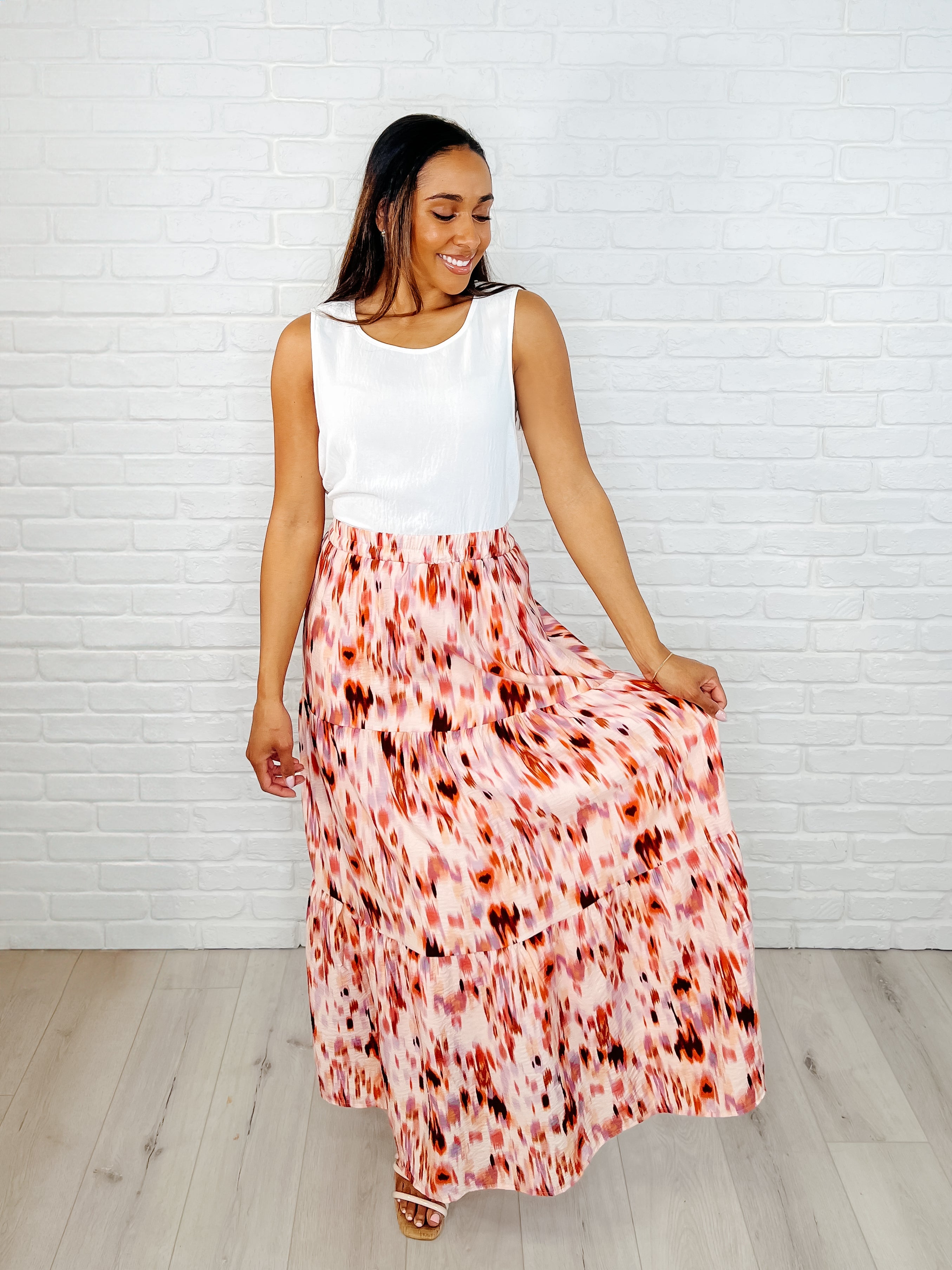 Words Fail Me Watercolor Print Maxi Skirt Womens Ave Shops- Tilden Co.