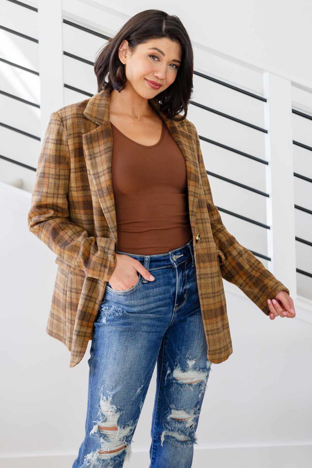 World Class Plaid Blazer Layers Ave Shops- Tilden Co.