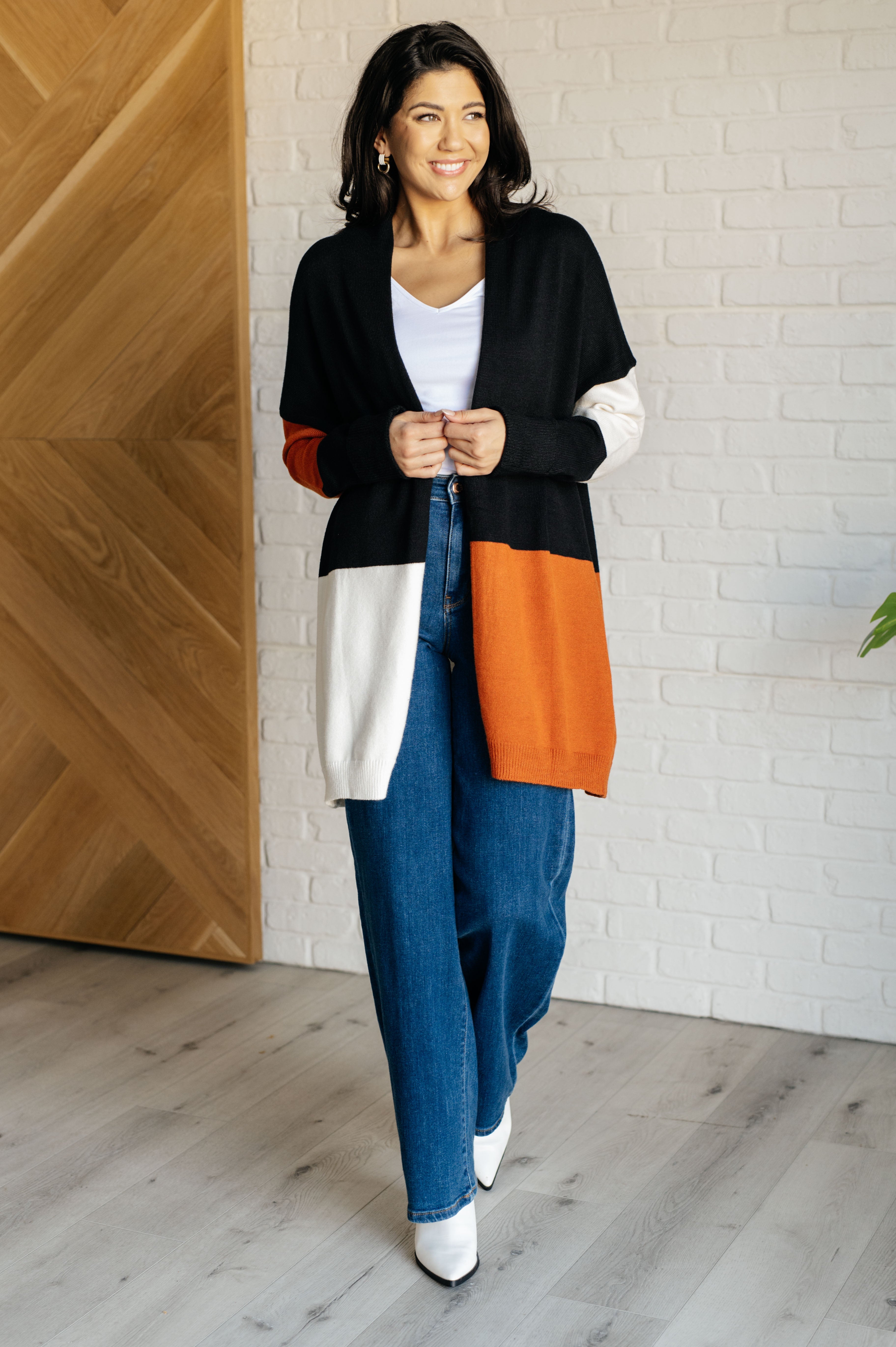 Writer's Block Color Block Open Front Cardigan Layers Ave Shops- Tilden Co.