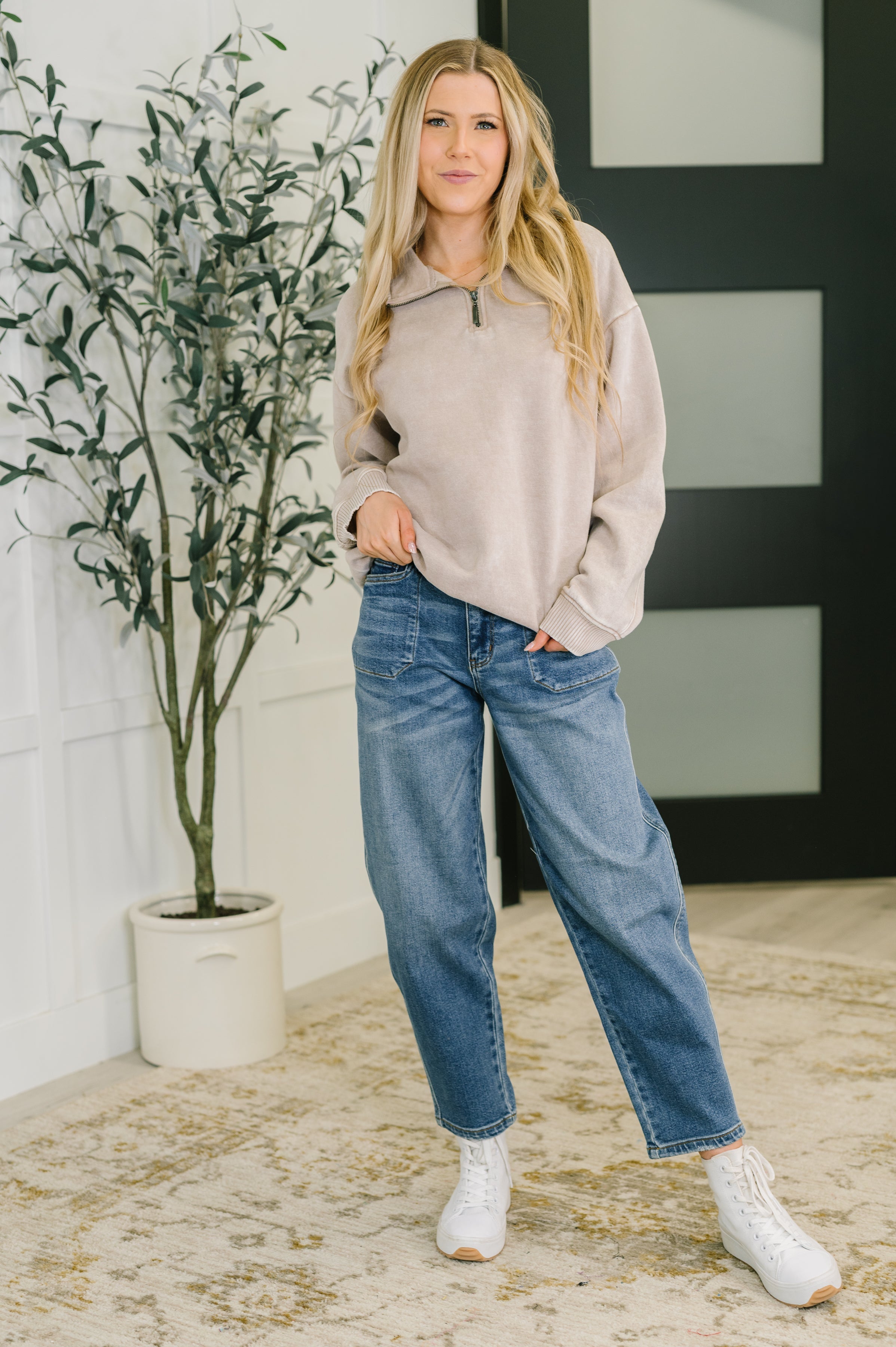 You Should Know Half Zip Pullover in Ash Mocha Womens Ave Shops- Tilden Co.