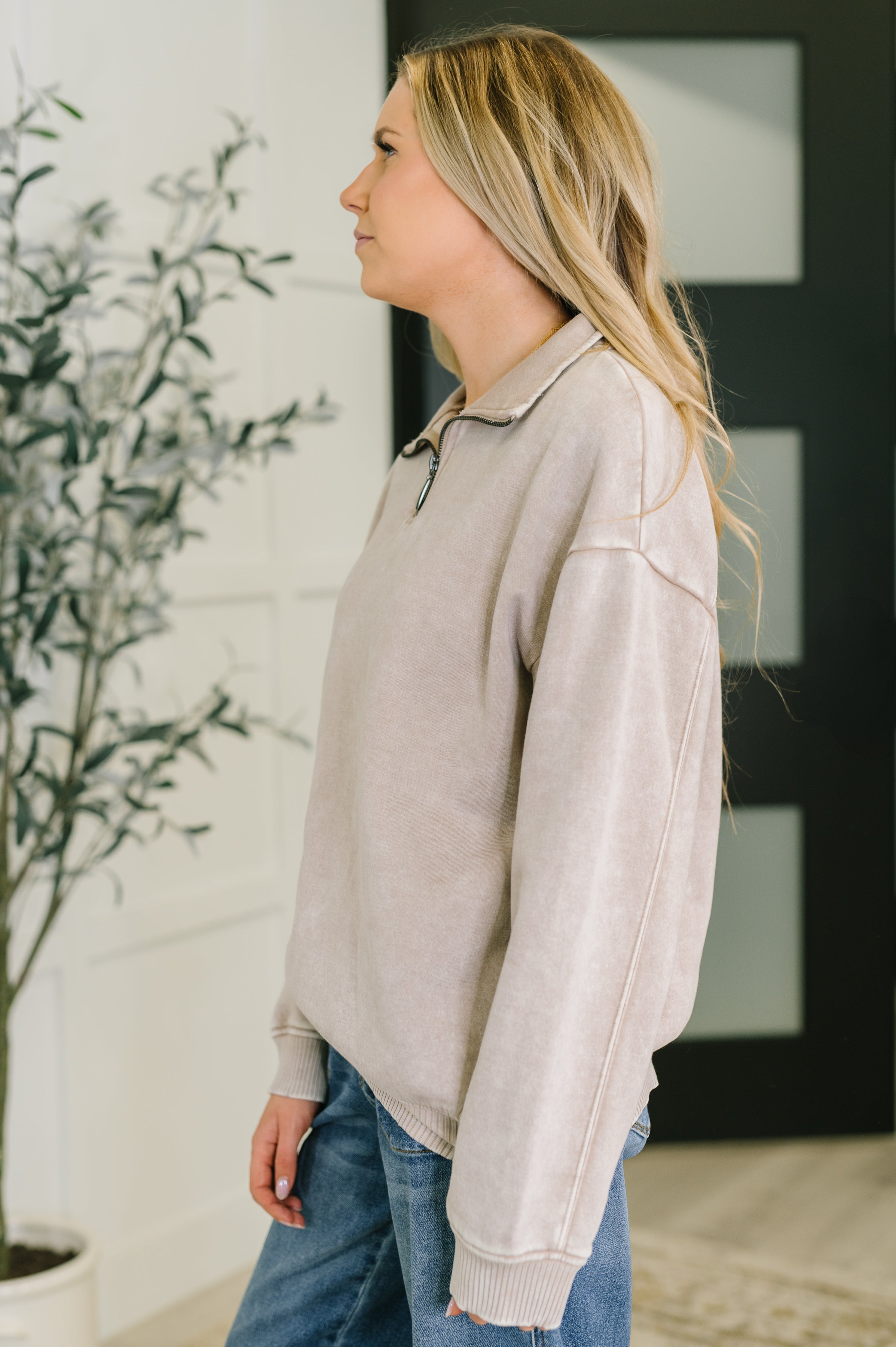 You Should Know Half Zip Pullover in Ash Mocha Womens Ave Shops- Tilden Co.