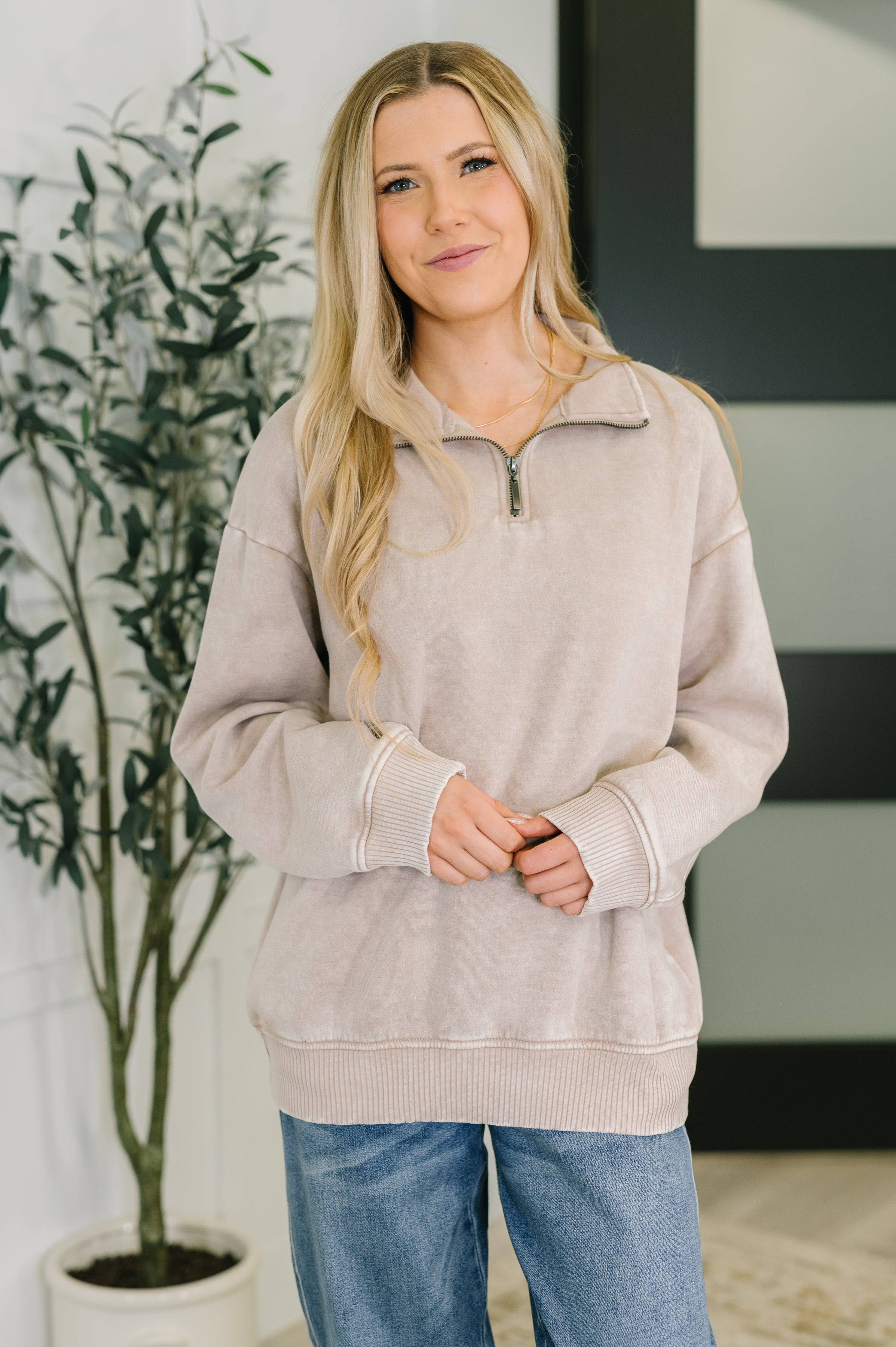 You Should Know Half Zip Pullover in Ash Mocha Womens Ave Shops- Tilden Co.