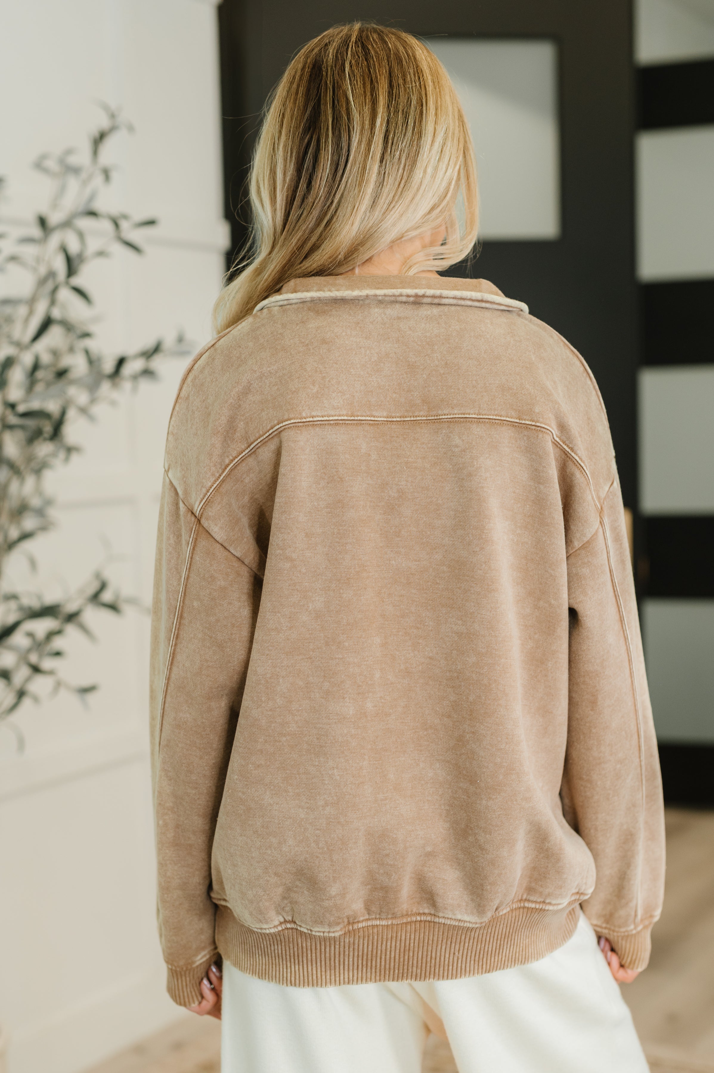 You Should Know Half Zip Pullover in Deep Camel Womens Ave Shops- Tilden Co.