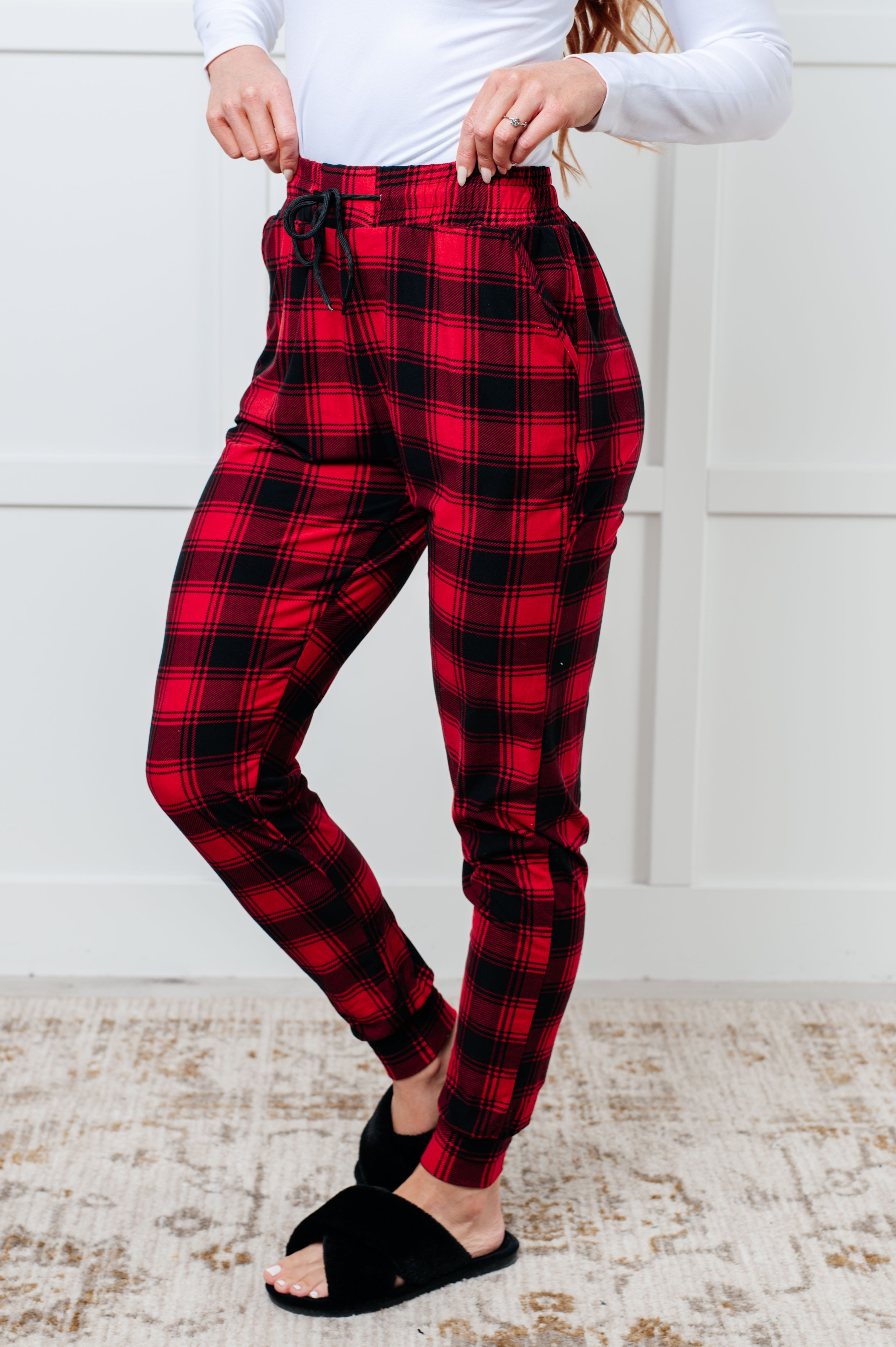 Your New Favorite Joggers in Red Plaid Bottoms Ave Shops- Tilden Co.