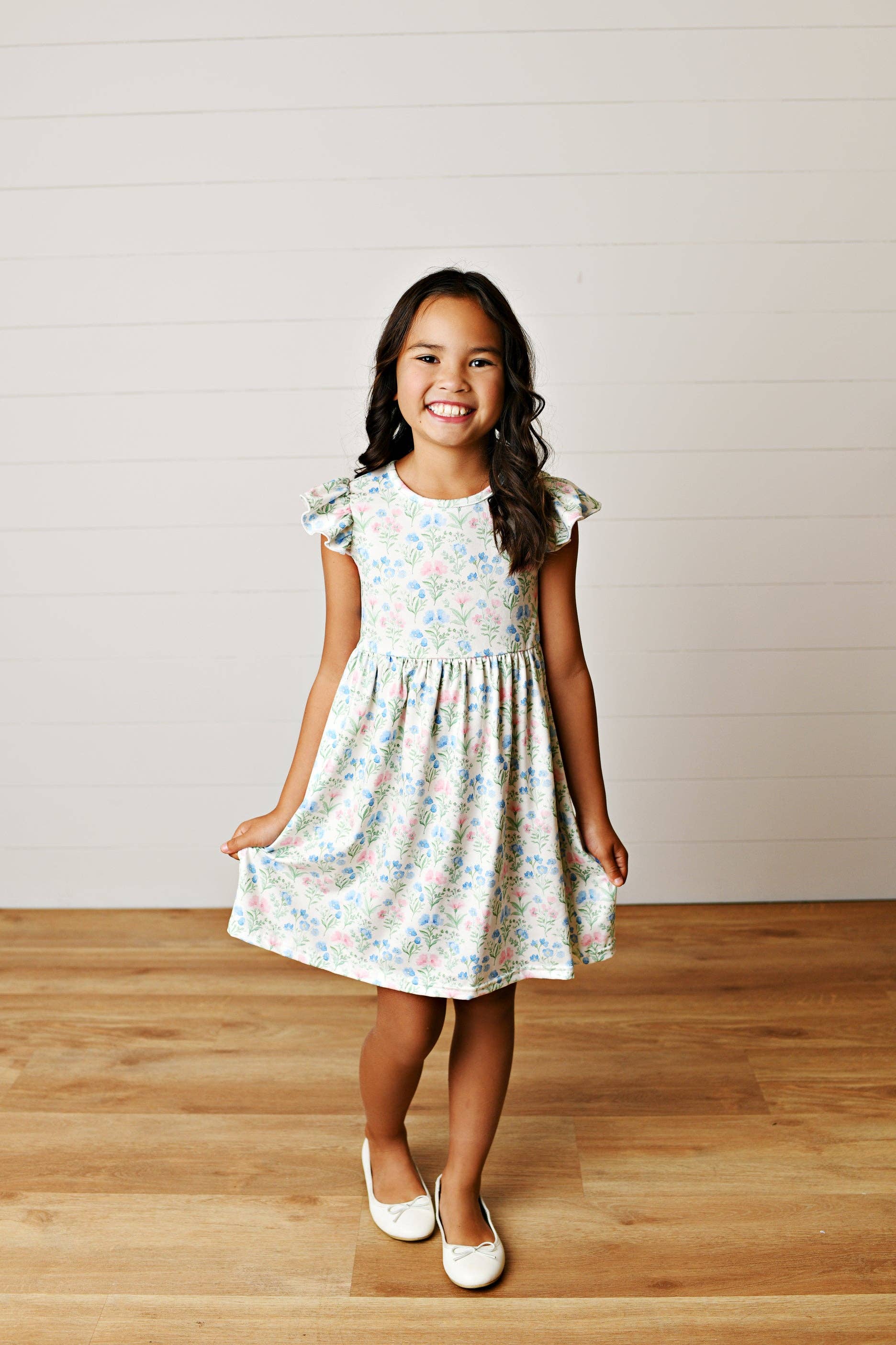 Girl's - Light Blue Flutter Dress 2 2 Girl's Dress Adorable Sweetness- Tilden Co.