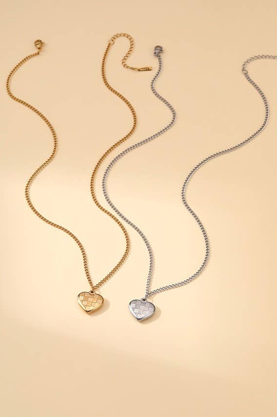 18K Stainless Steel Checker Necklace GOLD GOLD JOSSLYN by wall to wall- Tilden Co.