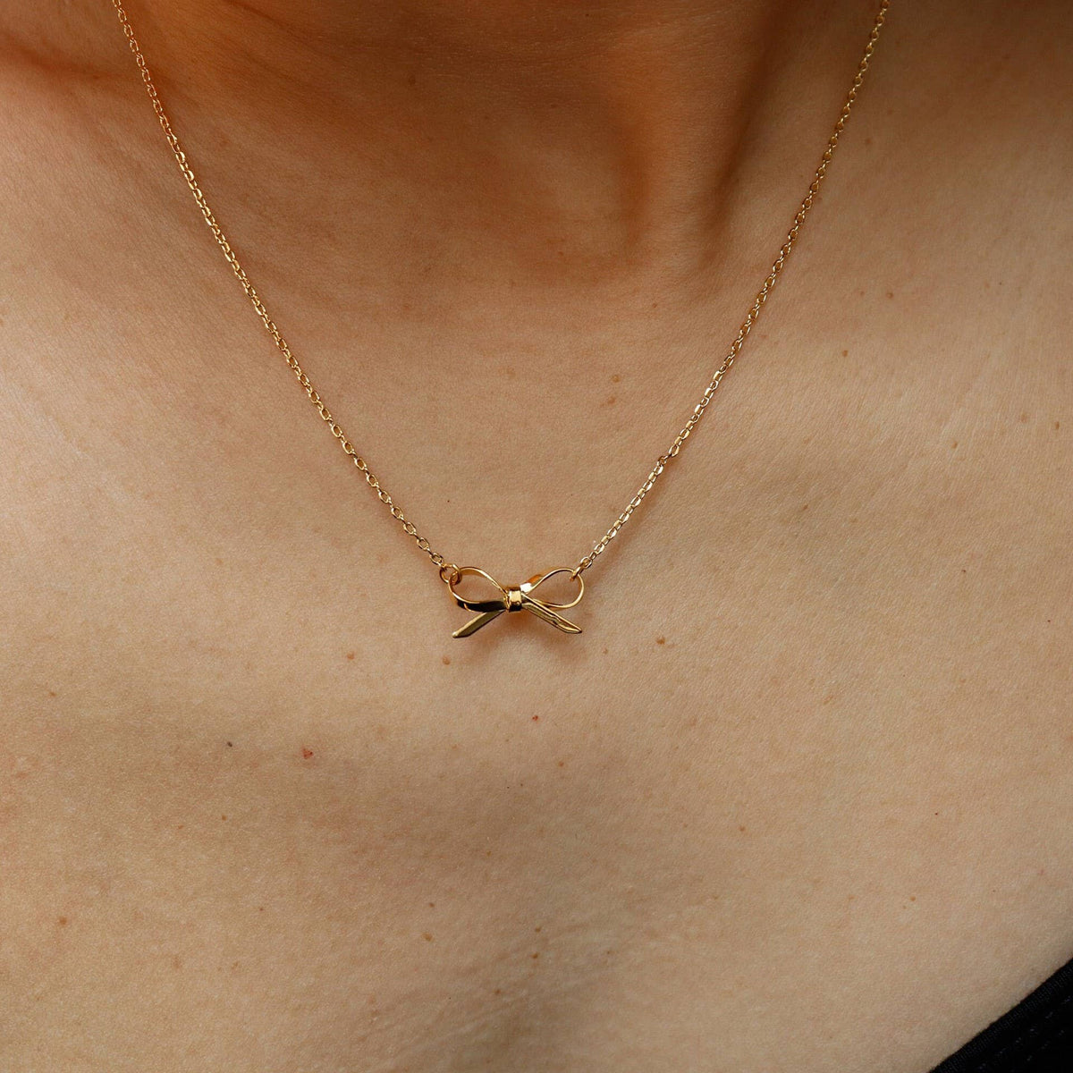 18K STAINLESS STEEL TARNISH FREE BOW NECKLACE | 40NK9418 necklace JOSSLYN by wall to wall- Tilden Co.