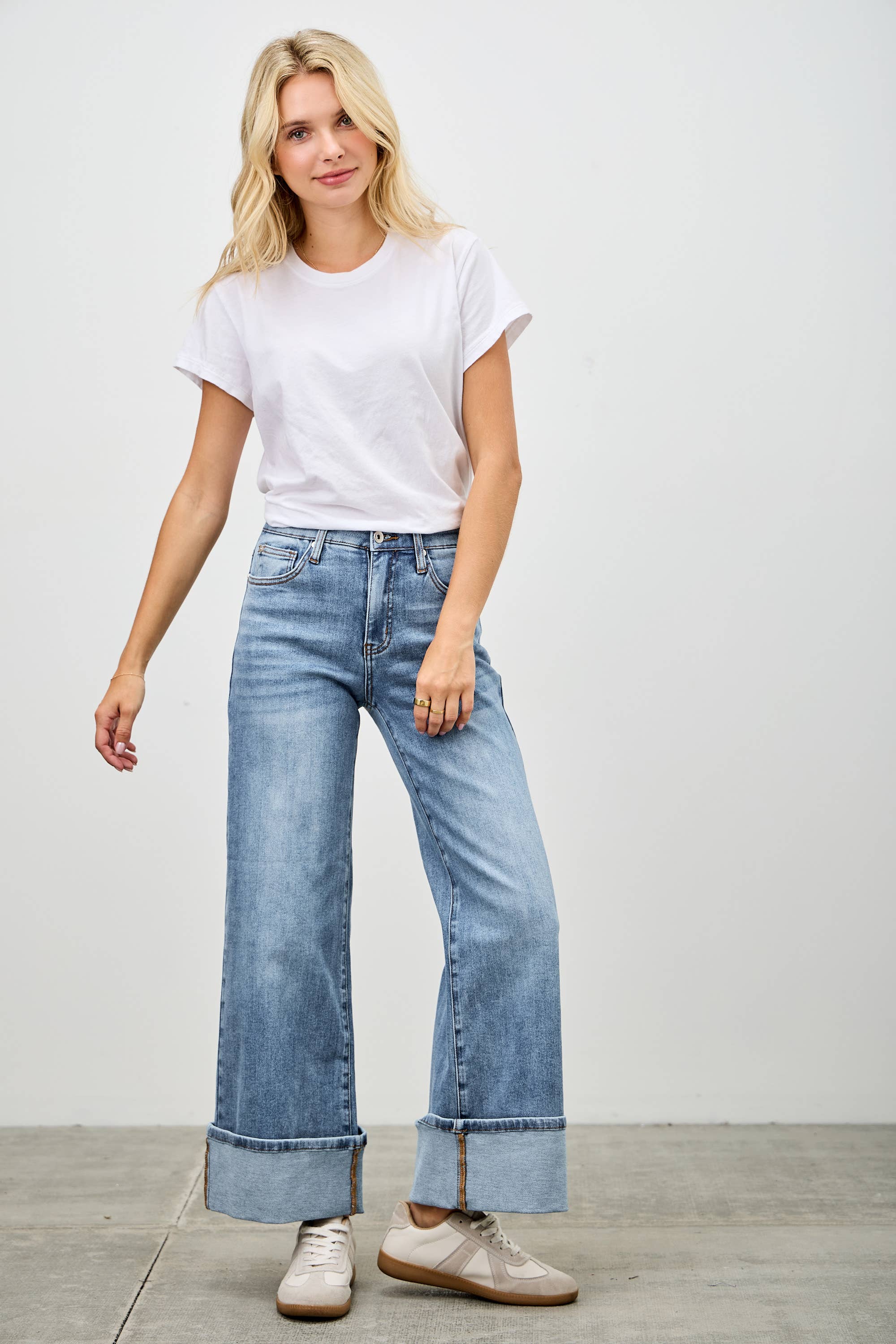 Mid Rise Cuffed Jeans Jeans SAIGE DENIM- Tilden Co.