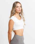 Demi Tee - Short Sleeve Cropped Basic Layering Tee Layering Top Downeast- Tilden Co.