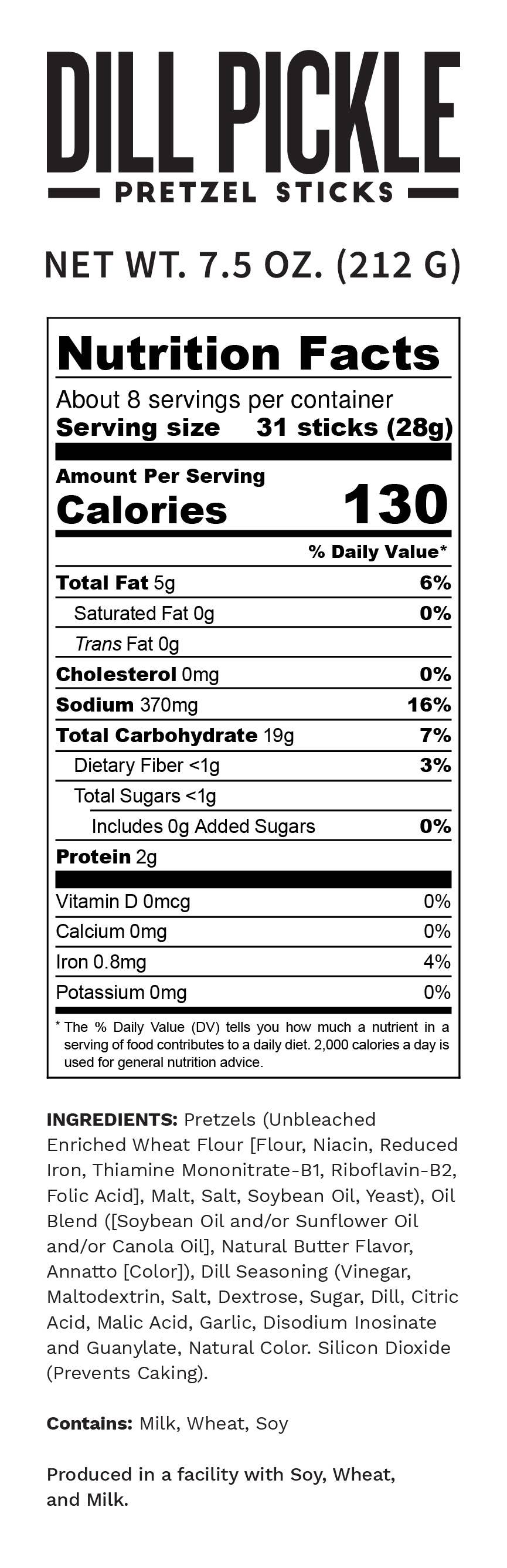 Pop Daddy – Dill Pickle Seasoned Pretzels 7.5oz    snacks Pop Daddy Snacks- Tilden Co.