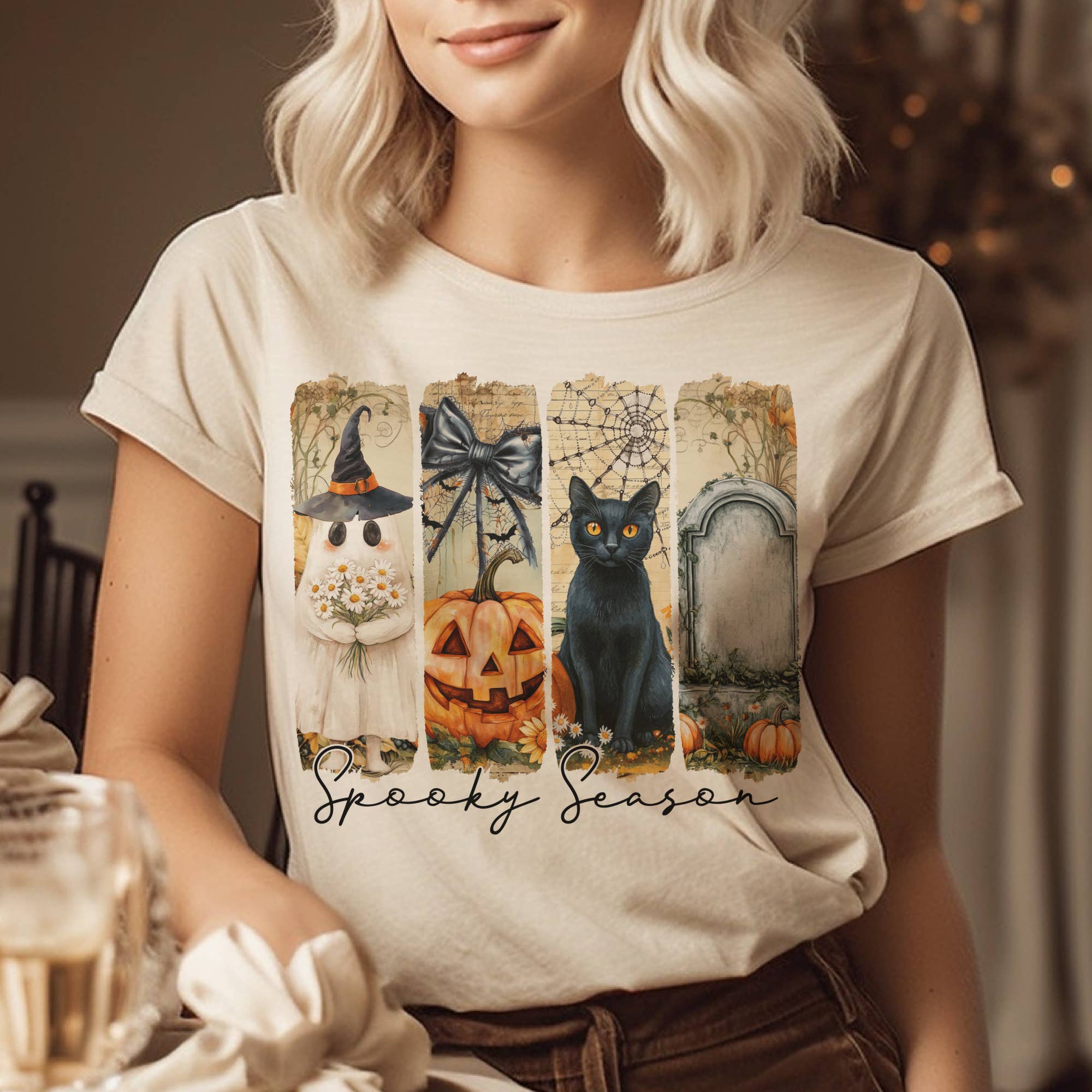 Halloween Panel Graphic Tee Small Small Graphic T-Shirt Par.tees by Party On!- Tilden Co.