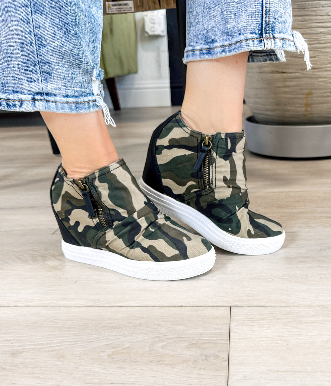 Ari Sneaker Wedge in Camo 120 Sneakers Naughty Monkey- Tilden Co.