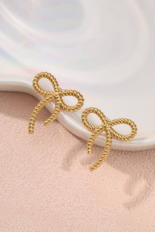 18K Stainless Steel Bow Stud Earrings JOSSLYN by wall to wall- Tilden Co.