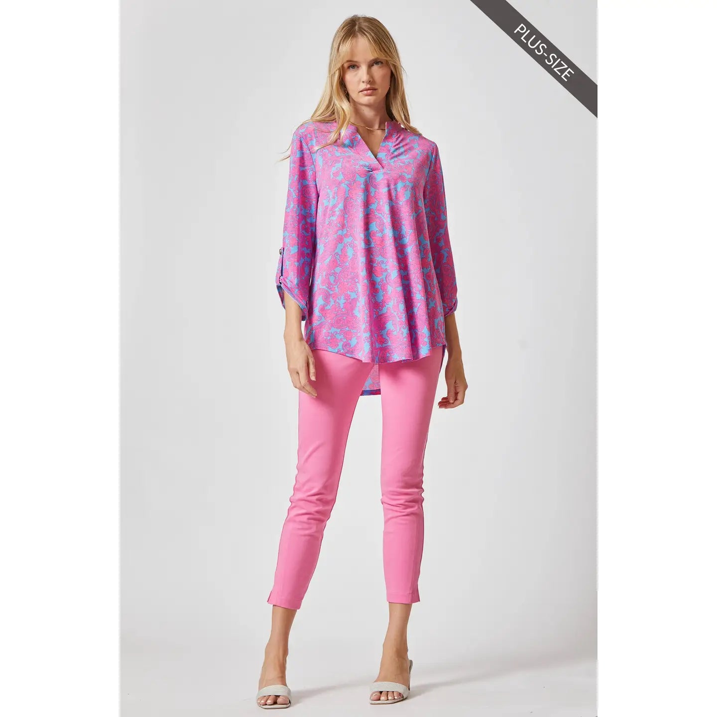 3/4 Sleeve Lizzy Medallion Blouse - Plus Size Blouse Dear Scarlett- Tilden Co.