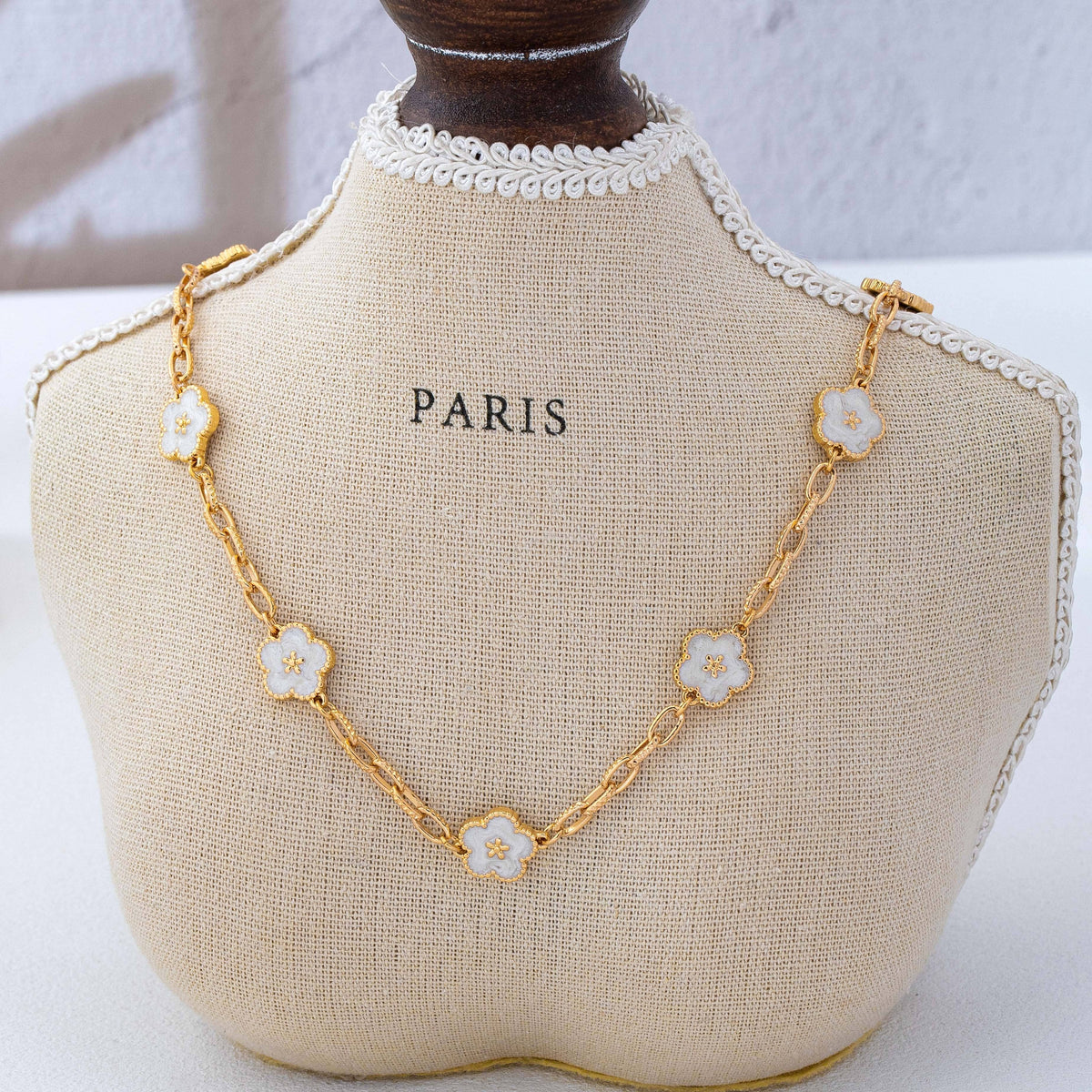Vintage-Inspired White Enamel Floral Necklace | 80N93188 necklace JOSSLYN by wall to wall- Tilden Co.