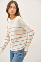 Striped lightweight Sweater Mocha / Small Mocha Small Be Cool- Tilden Co.