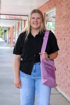 Ruffled Collared Blouse in Black Cardigan Mikarose- Tilden Co.