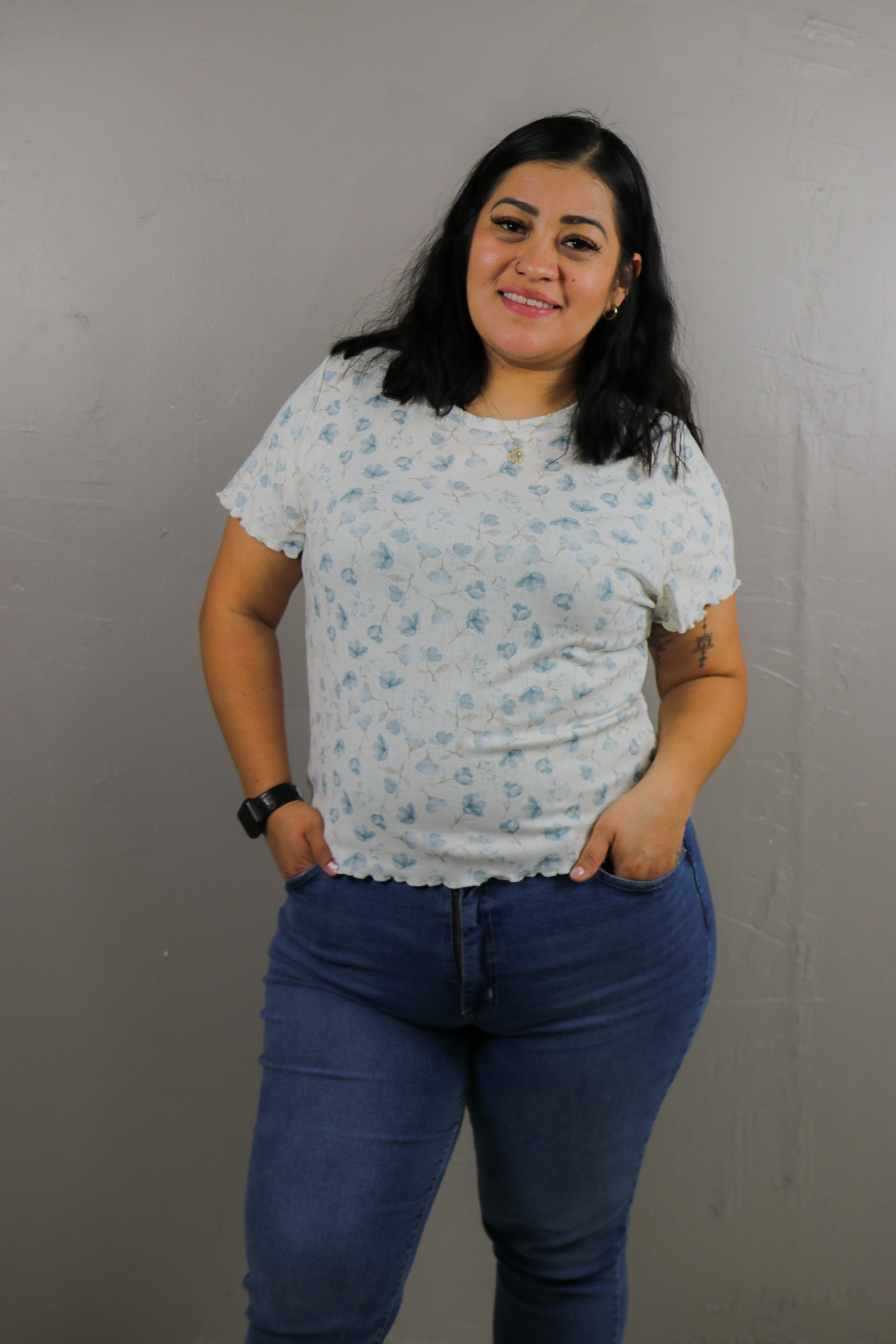 Lettuce Edge Tee in Blue Horizon Bloom Tees Mikarose- Tilden Co.