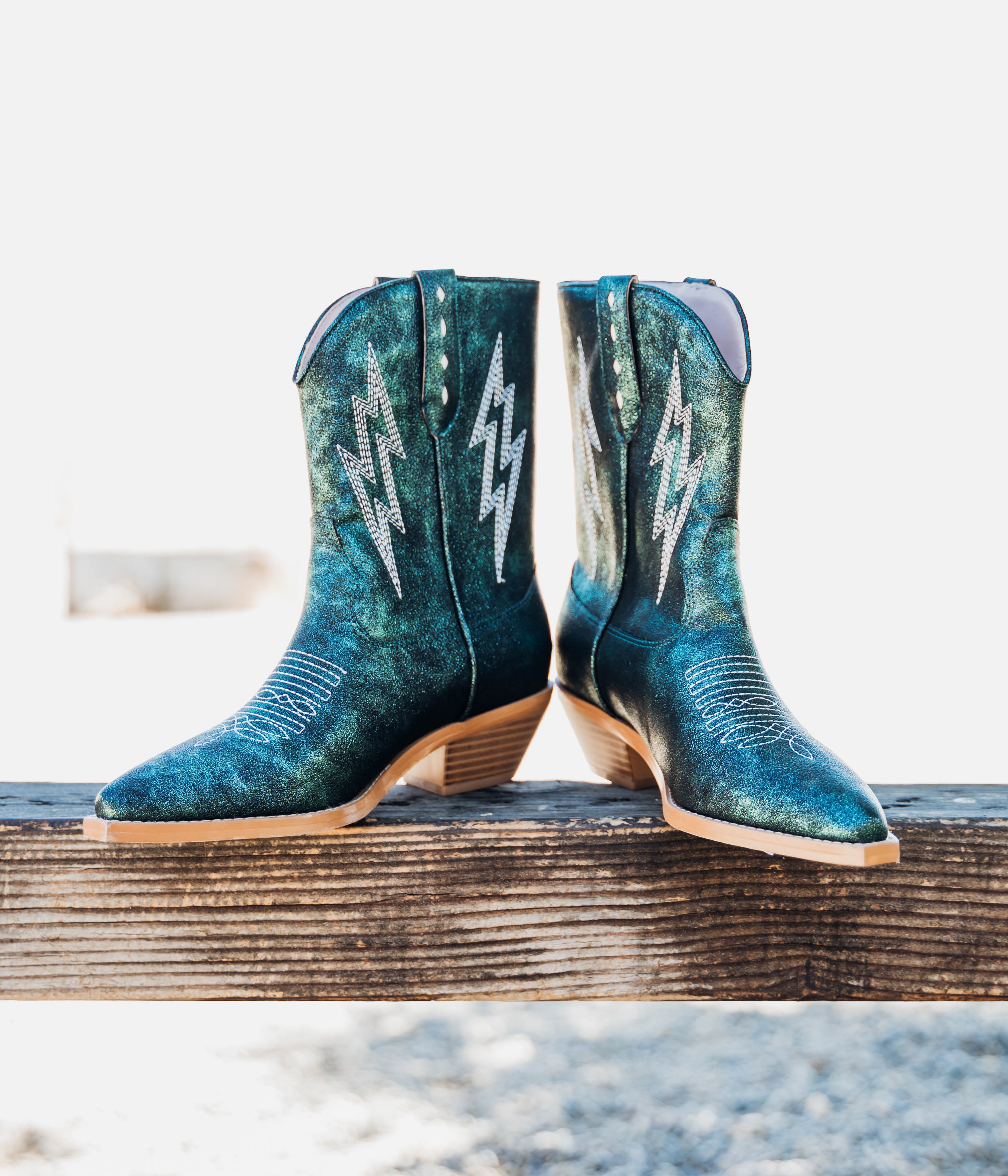 Bowie Metallic Boot in Teal 110 Fashion Boots Naughty Monkey- Tilden Co.