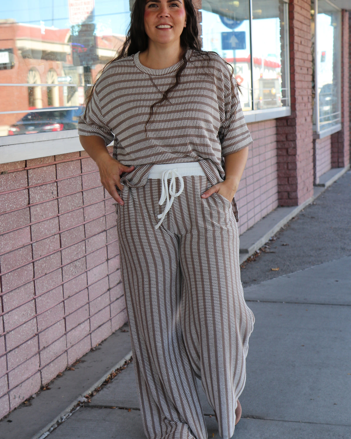 Everyday Stripe Ribbed Pants Casual Pants Zenana- Tilden Co.