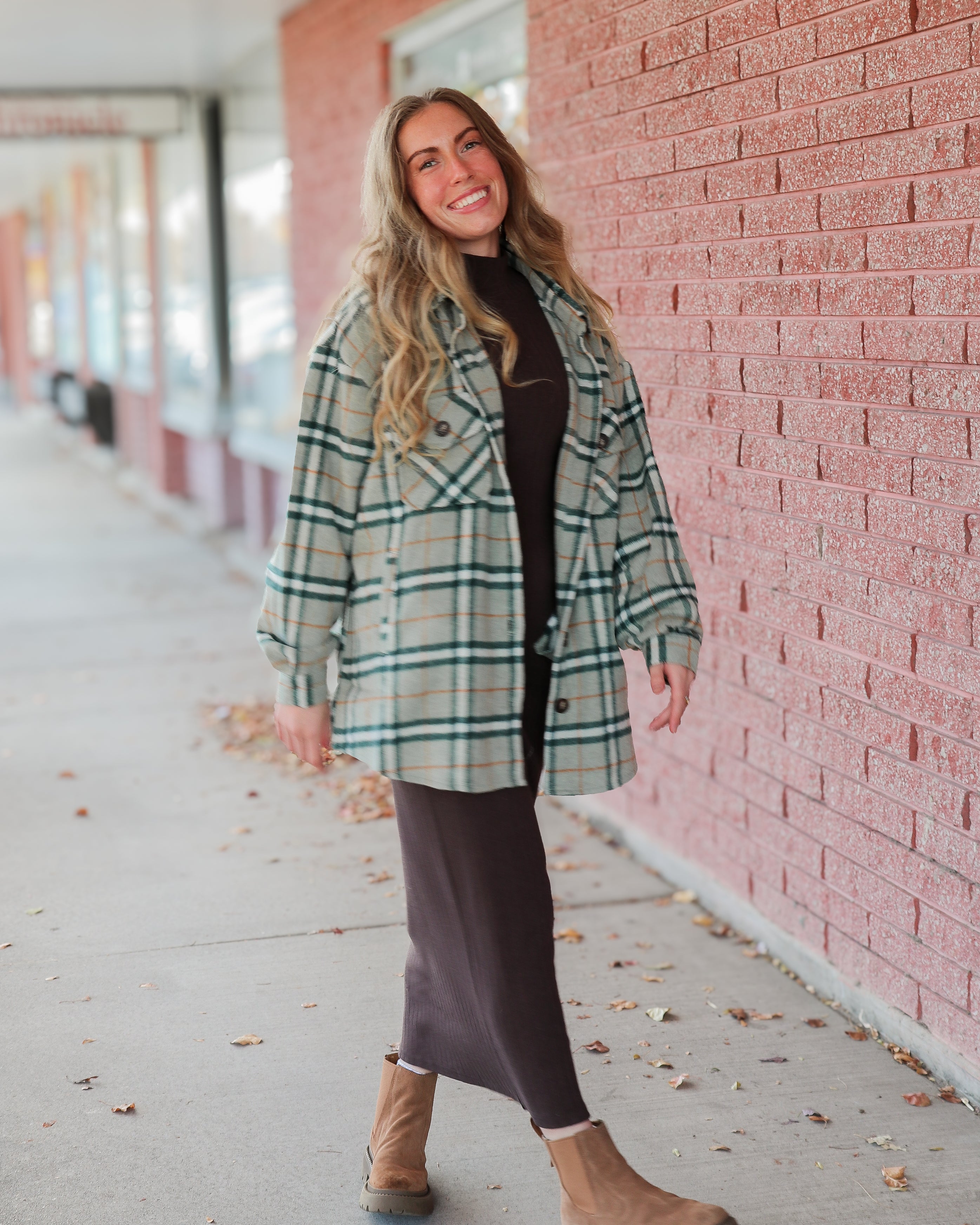 Plus Size - Plaid Button Down Shacket Shacket Active Basic | Active USA- Tilden Co.