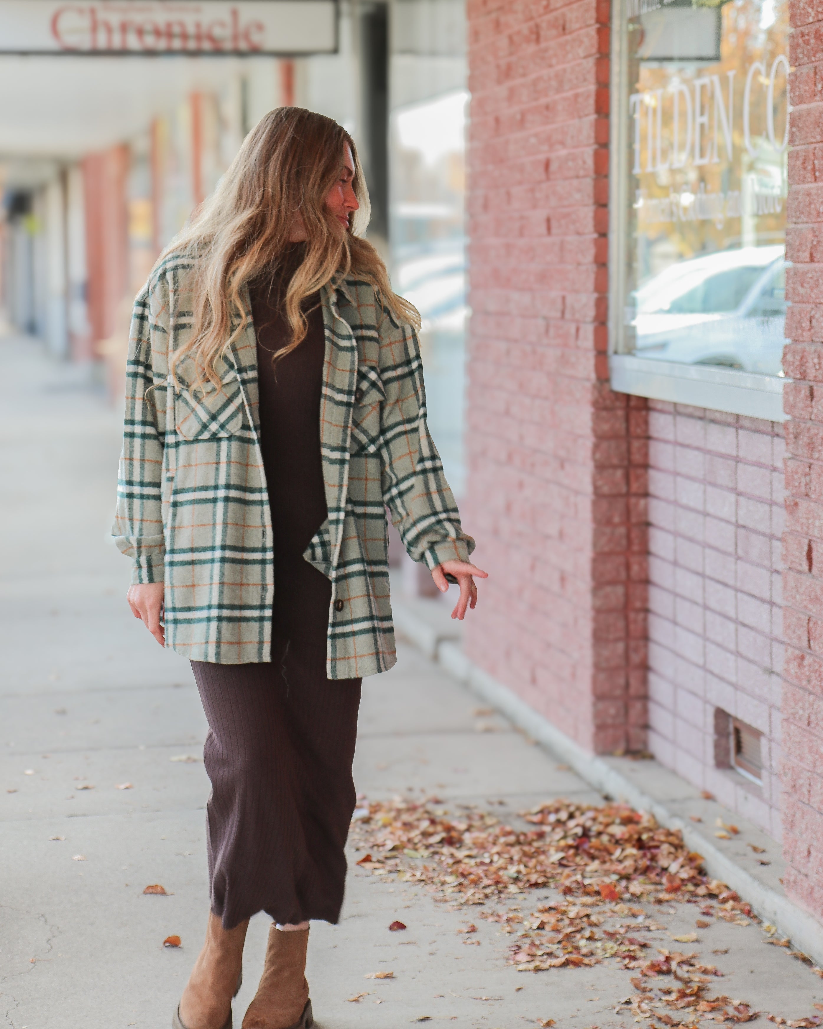 Plus Size - Plaid Button Down Shacket Shacket Active Basic | Active USA- Tilden Co.