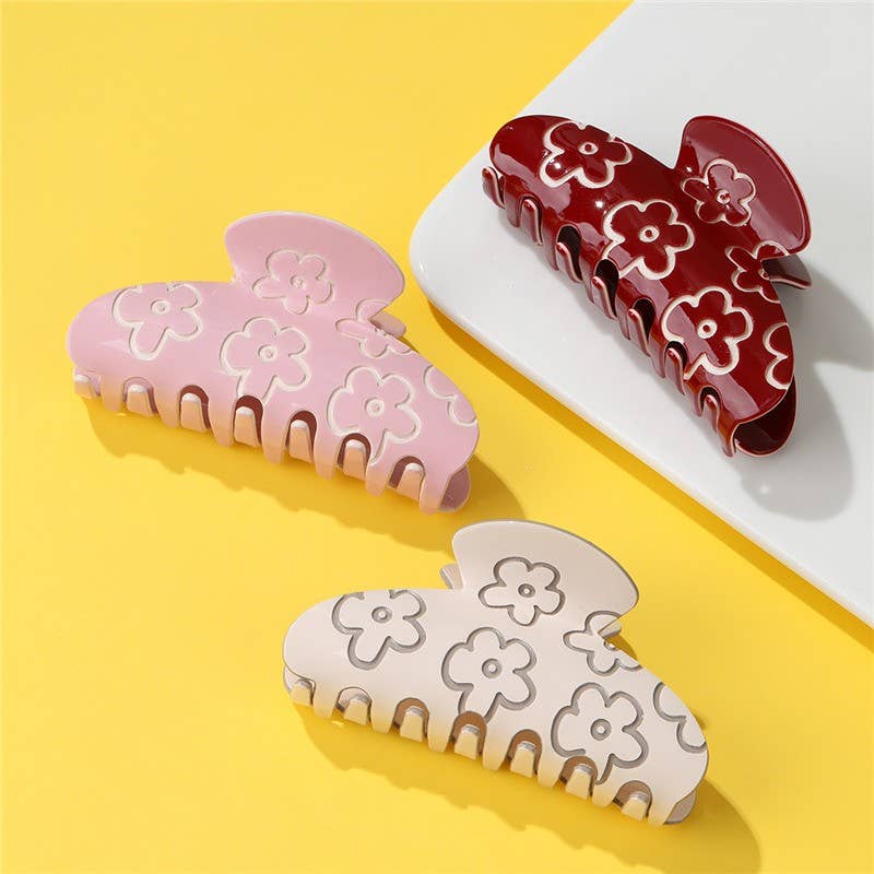 Floral Embossed Hair Claw Clip | 40H1103 JOSSLYN by wall to wall- Tilden Co.