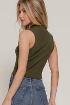 Mock Neck Rib Tank Top Tank Top Active Basic | Active USA- Tilden Co.