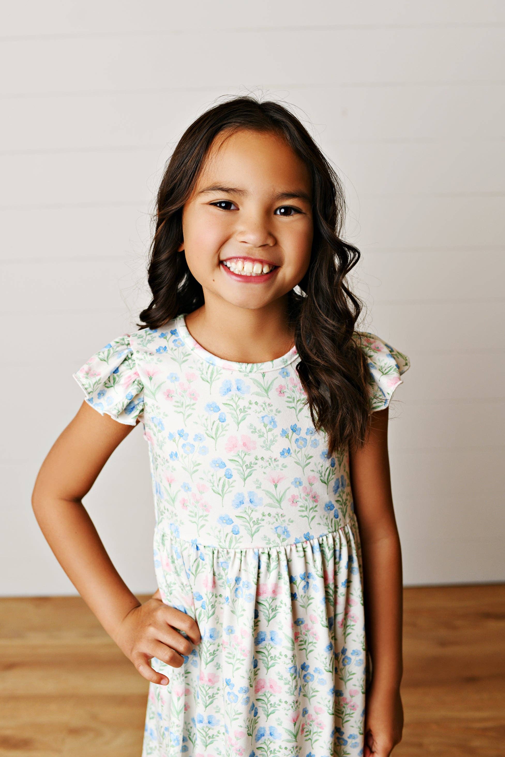 Girl's - Light Blue Flutter Dress Girl's Dress Adorable Sweetness- Tilden Co.