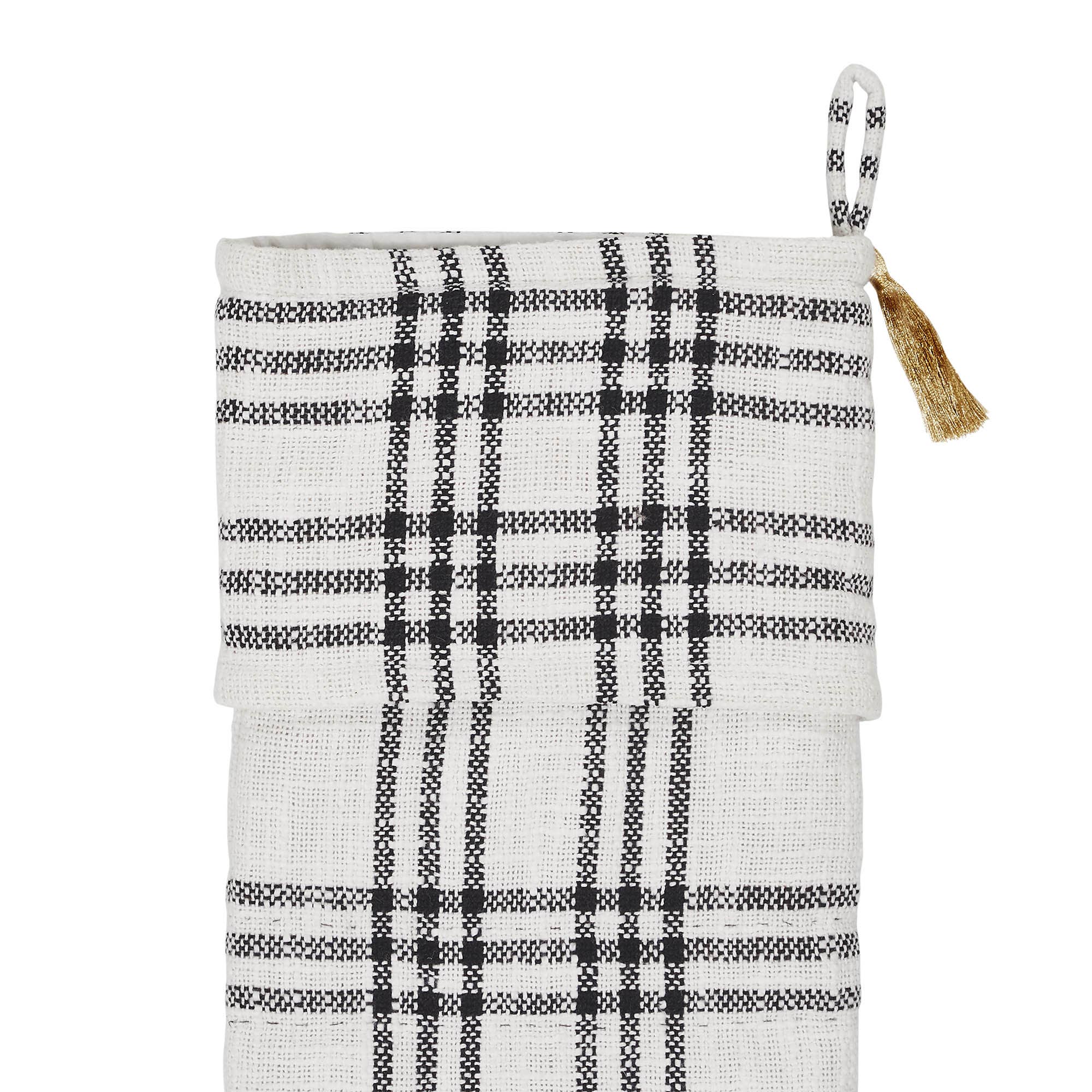 Wintergleam Black White Plaid Stocking 12x20 Home & Decor VHC Brands- Tilden Co.
