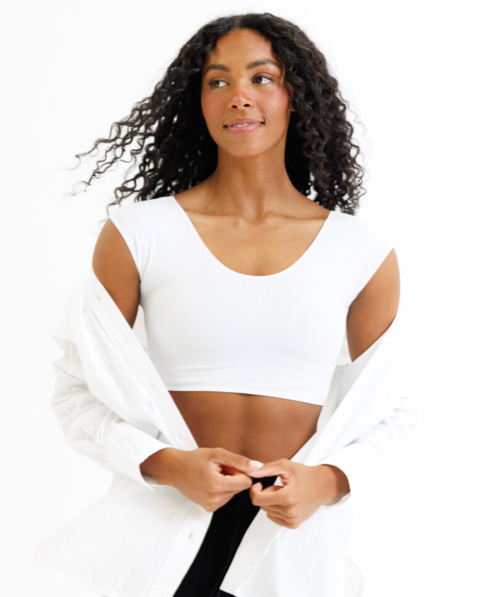 Demi Tee - Cropped Short Sleeve Layering Top Downeast- Tilden Co.