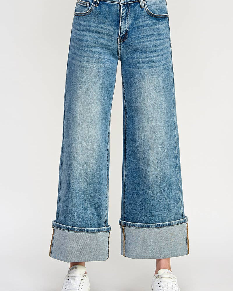 Mid Rise Cuffed Jeans Jeans SAIGE DENIM- Tilden Co.