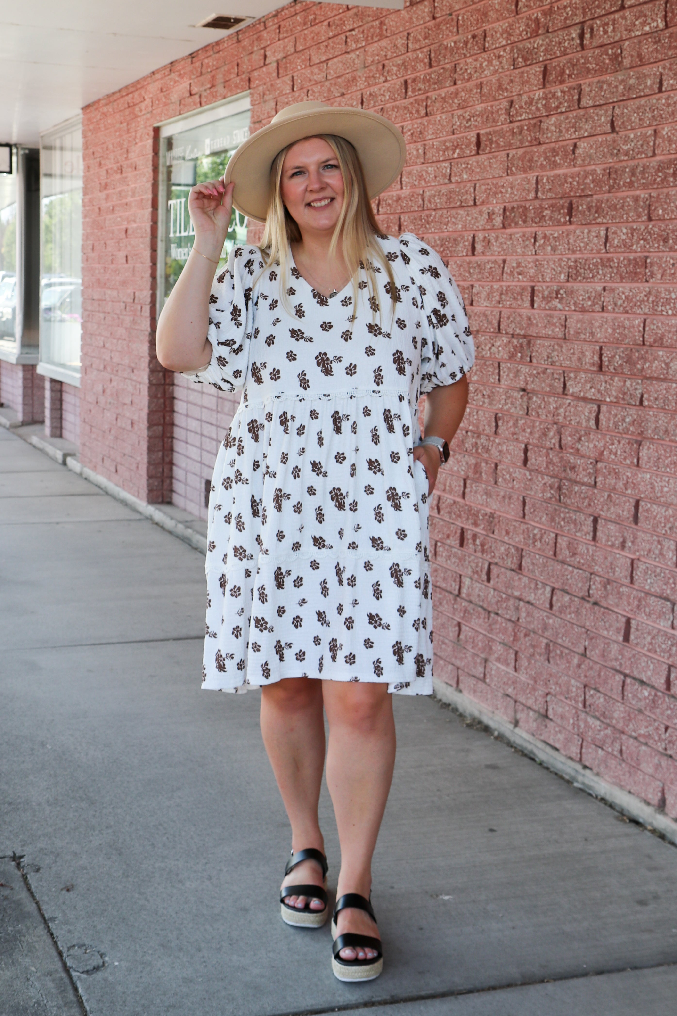 The Claude Dress in Cocoa Bud Shirts & Tops Mikarose- Tilden Co.