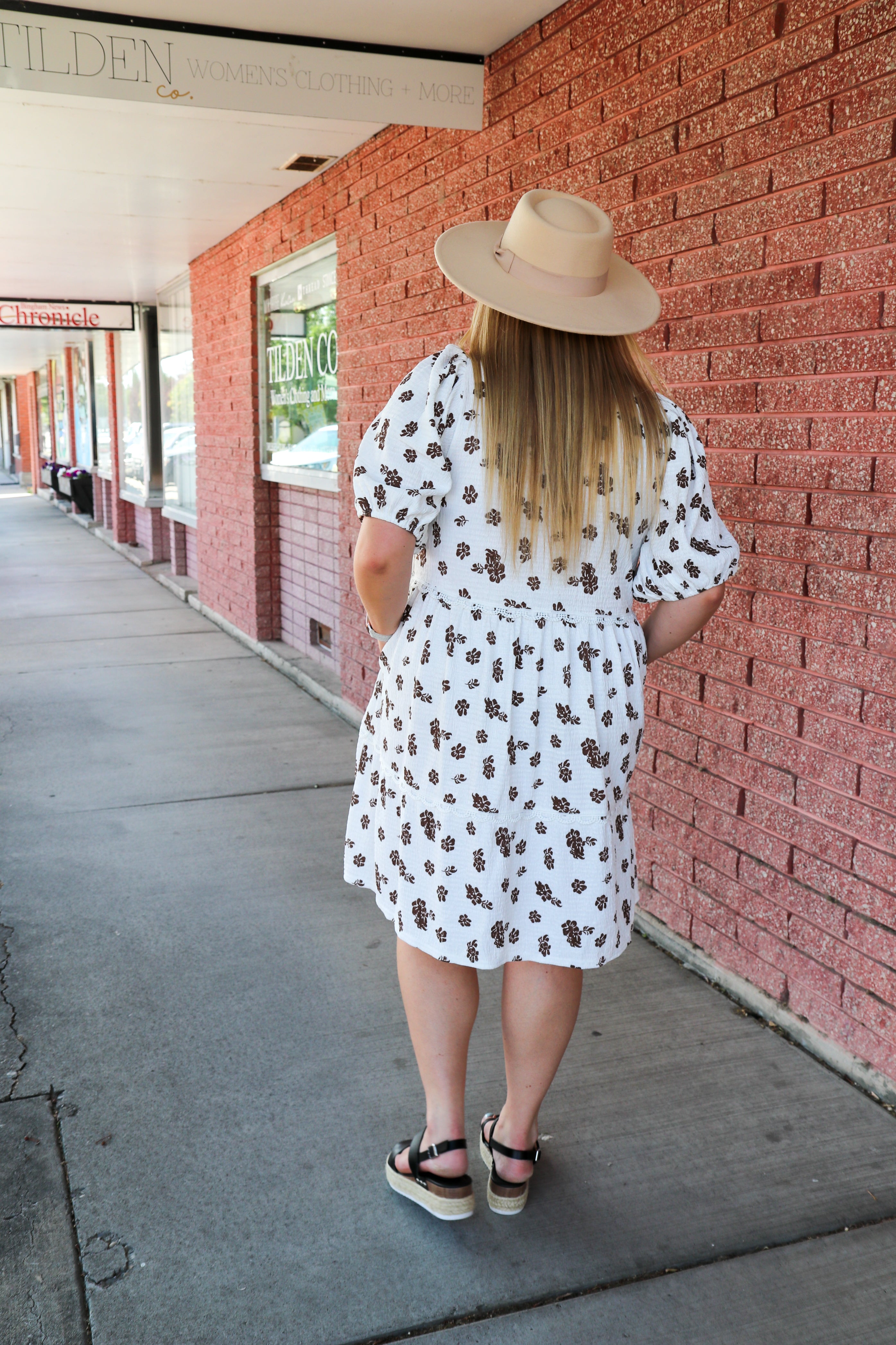 The Claude Dress in Cocoa Bud Shirts & Tops Mikarose- Tilden Co.