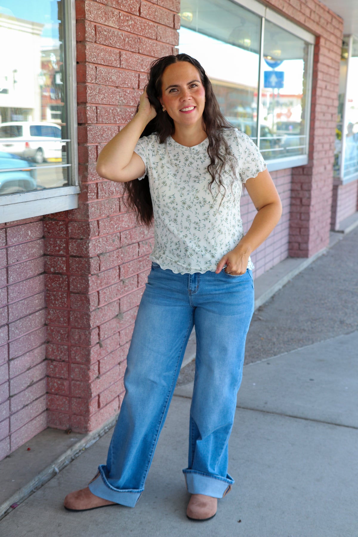 High Rise Cuffed Wide Leg Jeans Jeans Zenana- Tilden Co.