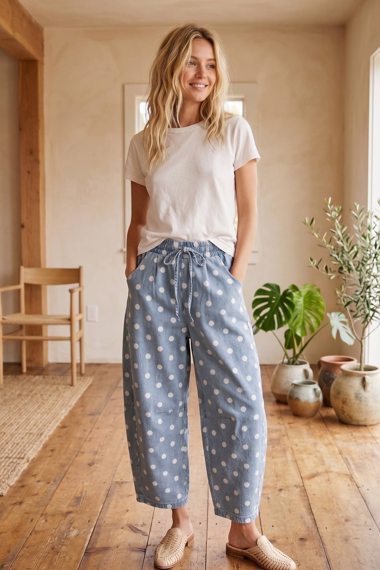 Polka Dot Barrel Denim Small Small Jeans Sewn and Seen- Tilden Co.