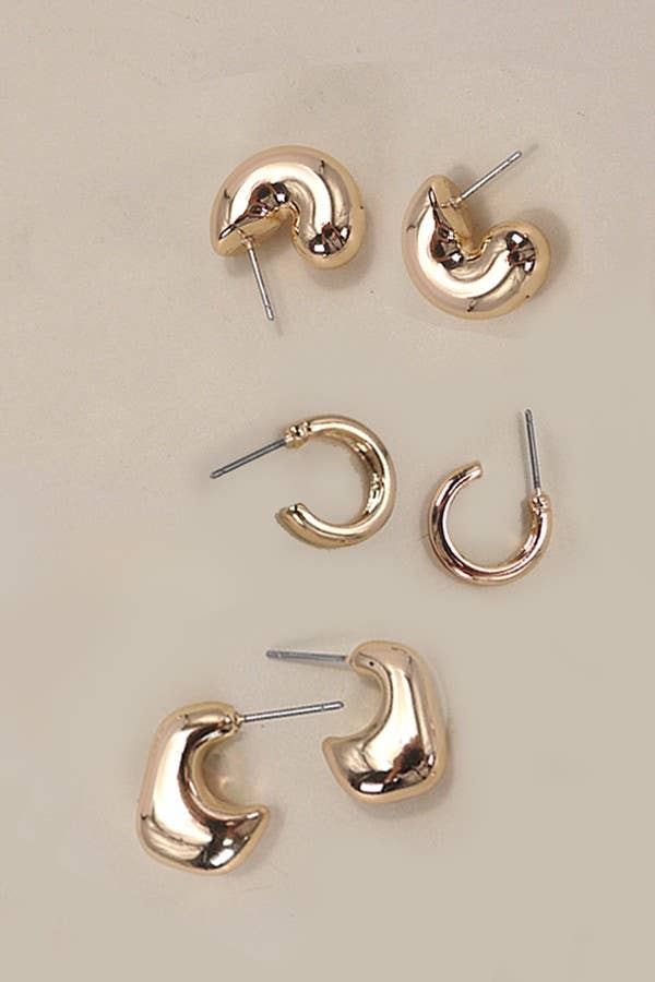 BUBBLE HOOP HUGGIE TRIO EARRINGS JOSSLYN by wall to wall- Tilden Co.