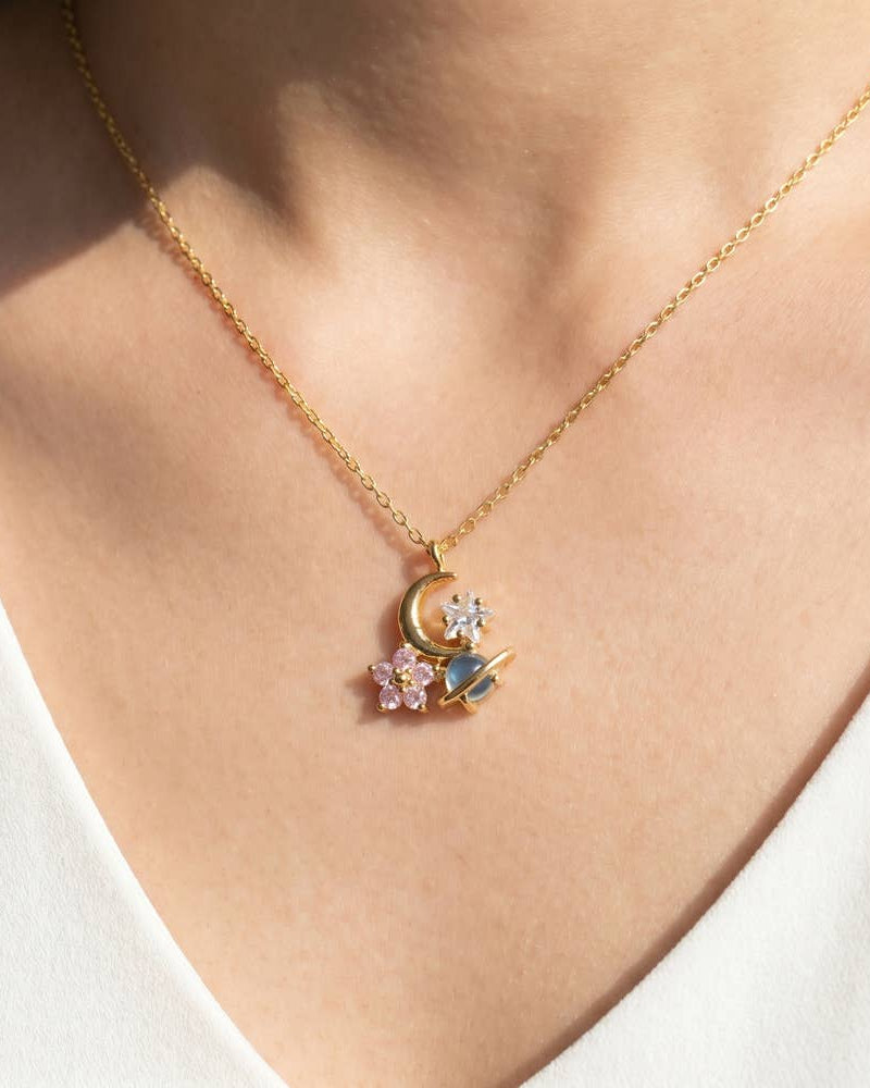 Celestial Cluster Pendant Necklace Necklace Fame Accessories- Tilden Co.