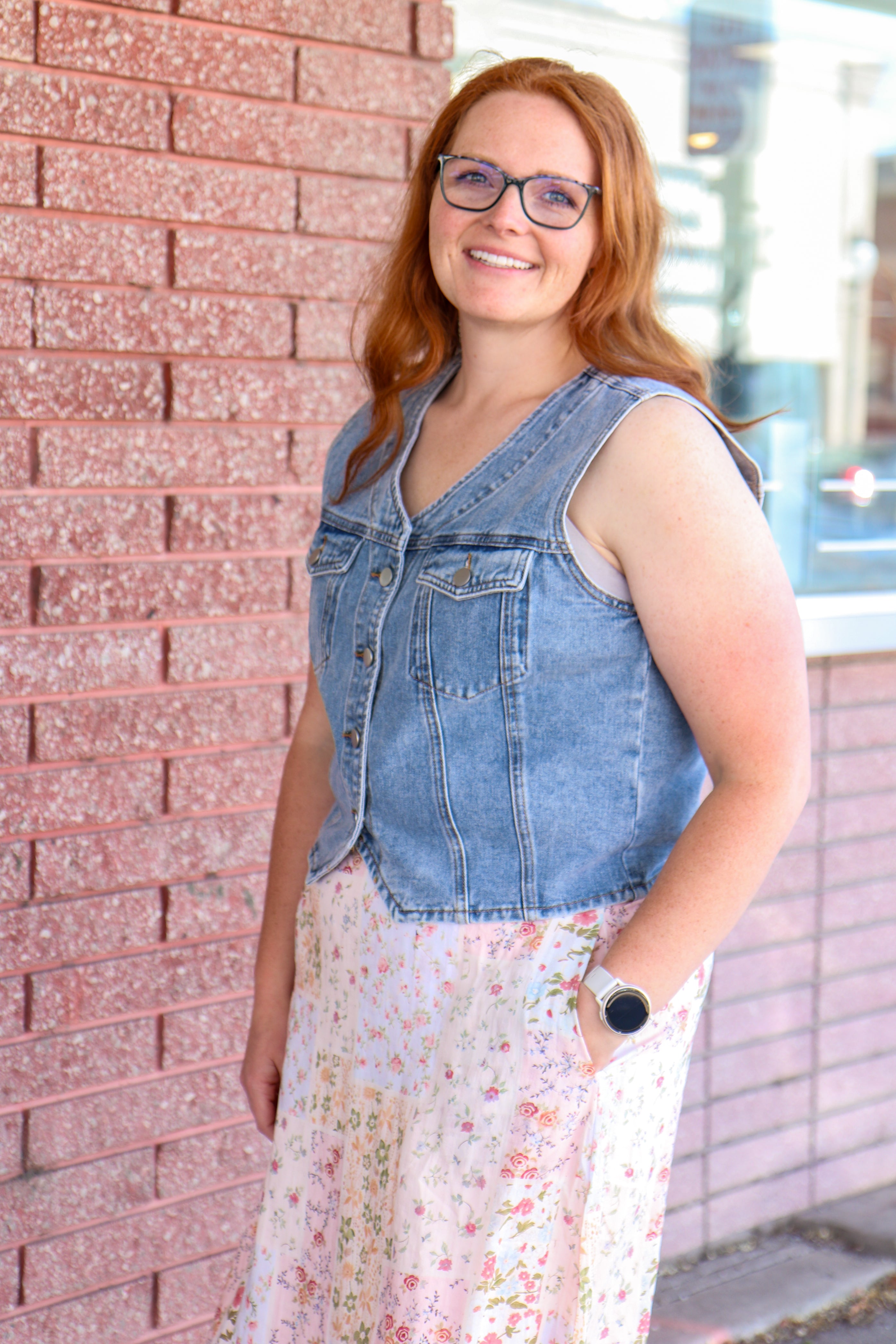 Denim Vest in Medium Wash vest Mikarose- Tilden Co.