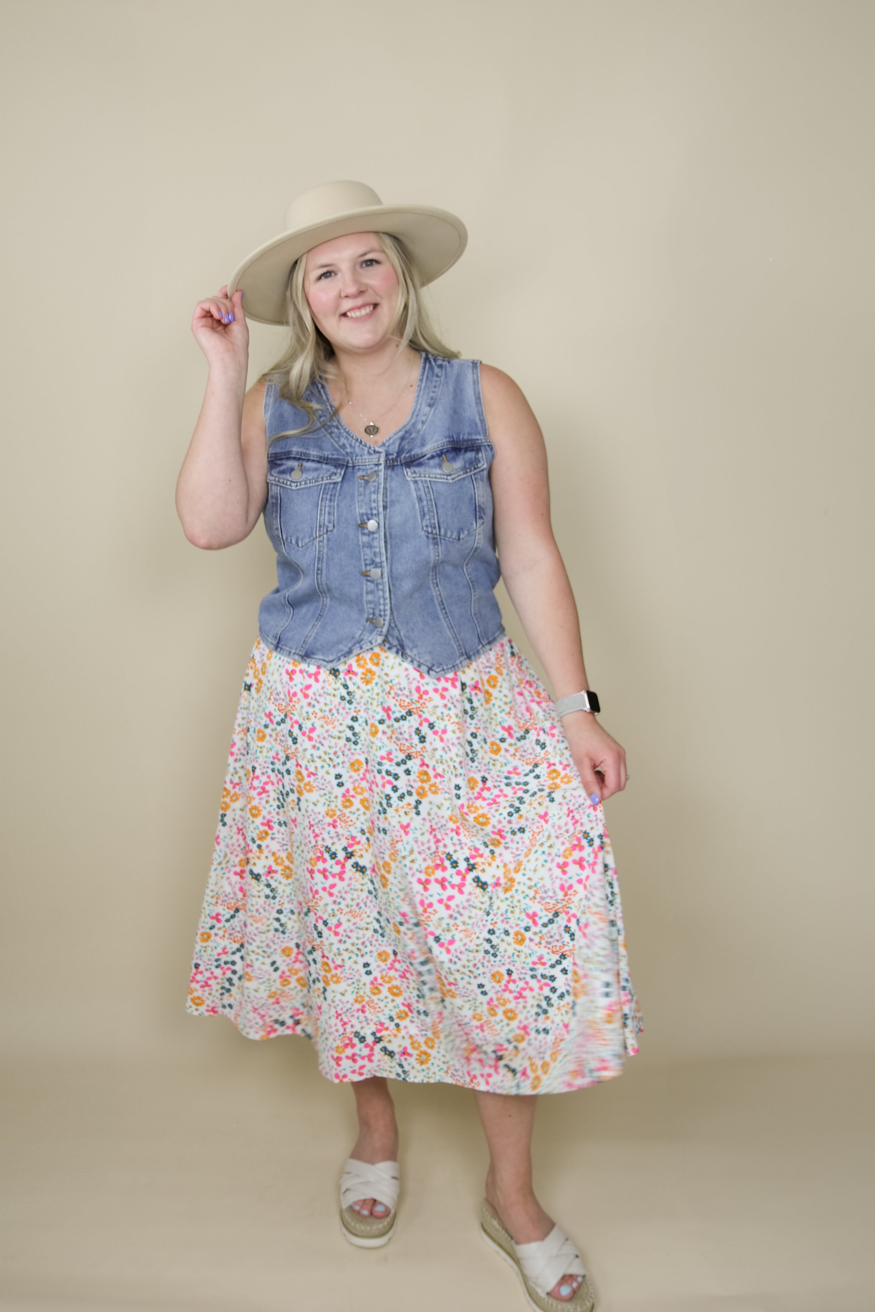 Maxi Slip Skirt in Carnival Bouquet Dress Mikarose- Tilden Co.