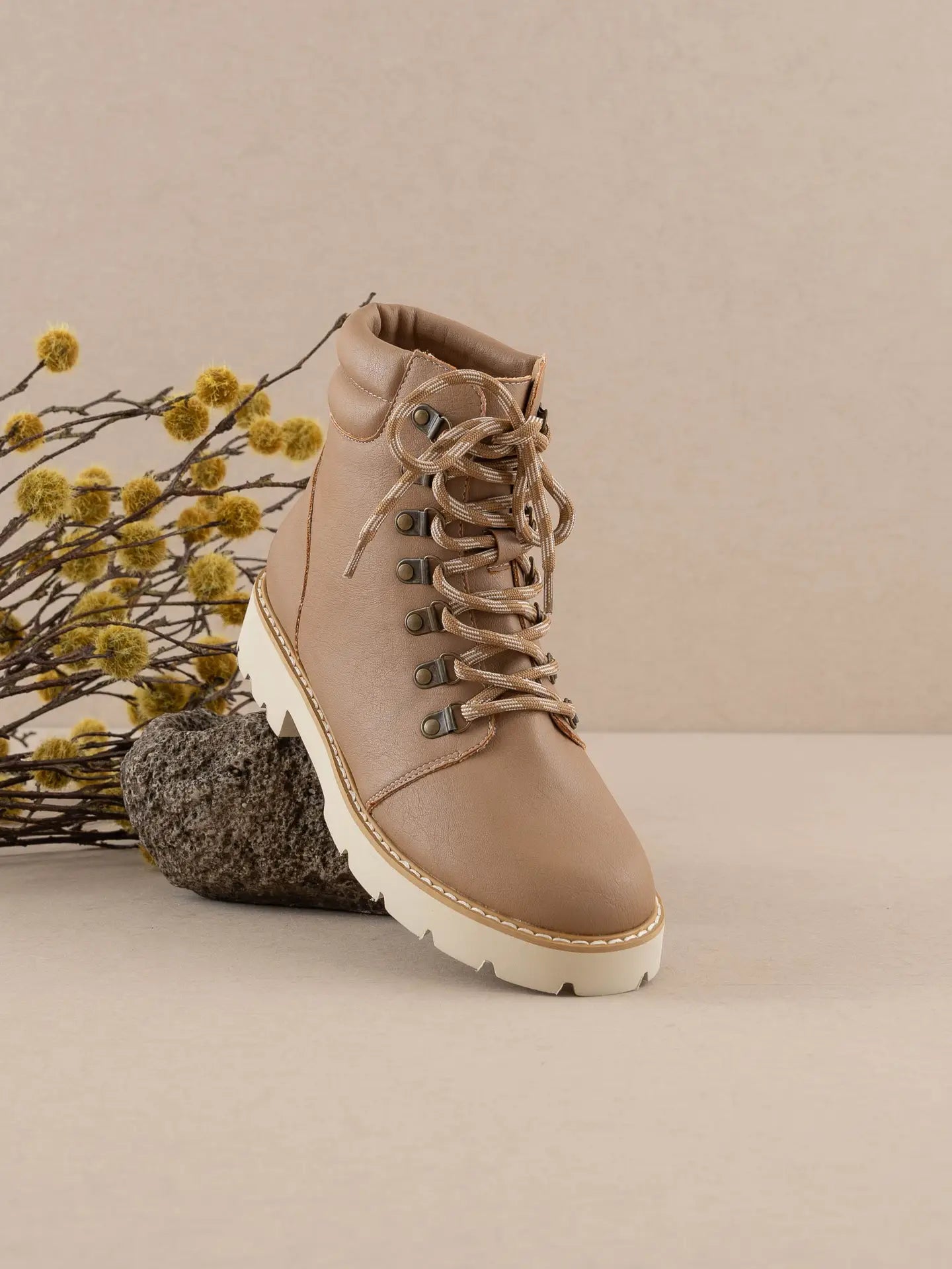 The Kinsley Latte Laced Up Bootie    Boots OASIS SOCIETY- Tilden Co.