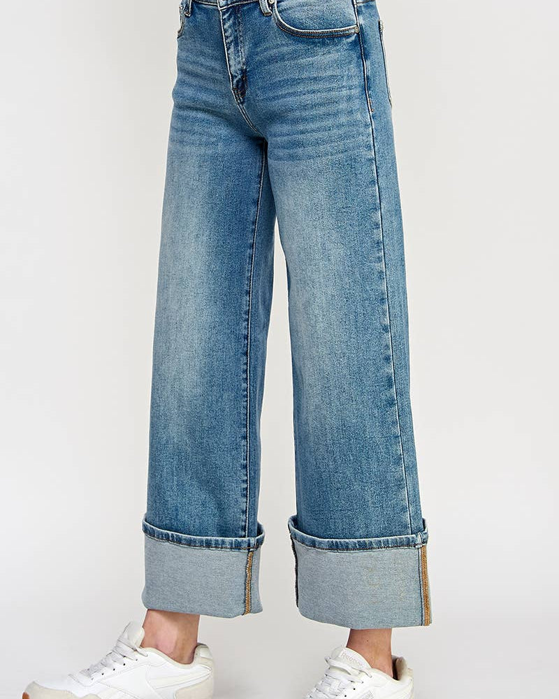 Mid Rise Cuffed Jeans Jeans SAIGE DENIM- Tilden Co.