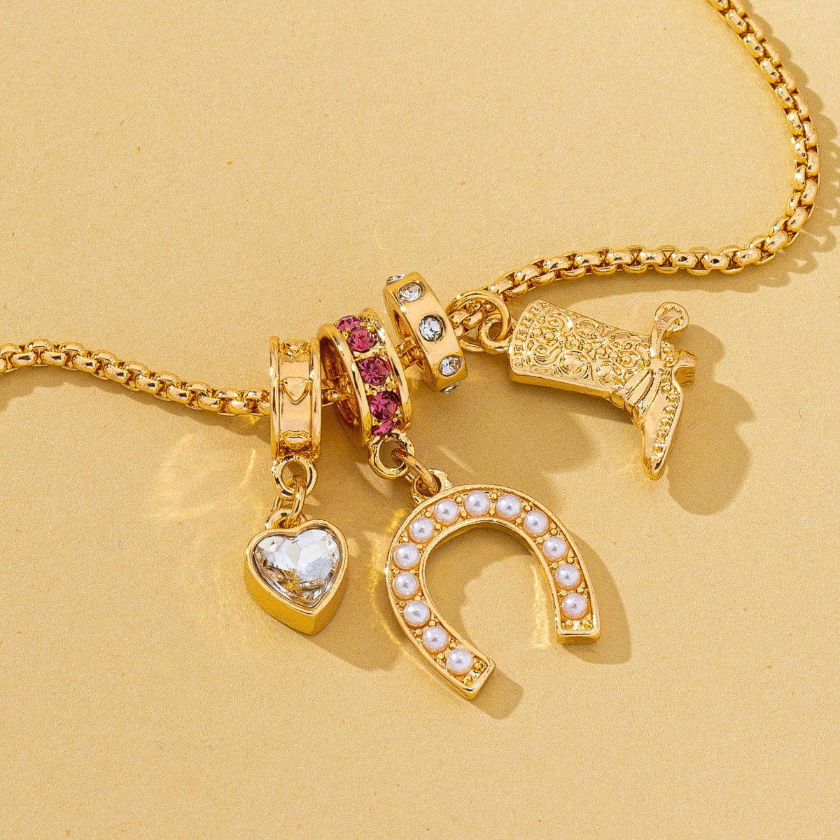 Western Rhinestone Horseshoe Charm Necklace | 80N93236 necklace JOSSLYN by wall to wall- Tilden Co.
