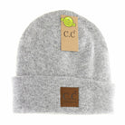 Unisex Soft Ribbed Leather Patch C.C. Beanie Heather Light Grey Heather Light Grey  beanie C.C Beanie- Tilden Co.