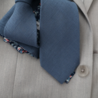 Remington Two-Tone Slate Blue Solid Front & Blue Floral Tail Tie necktie Tie Mood- Tilden Co.